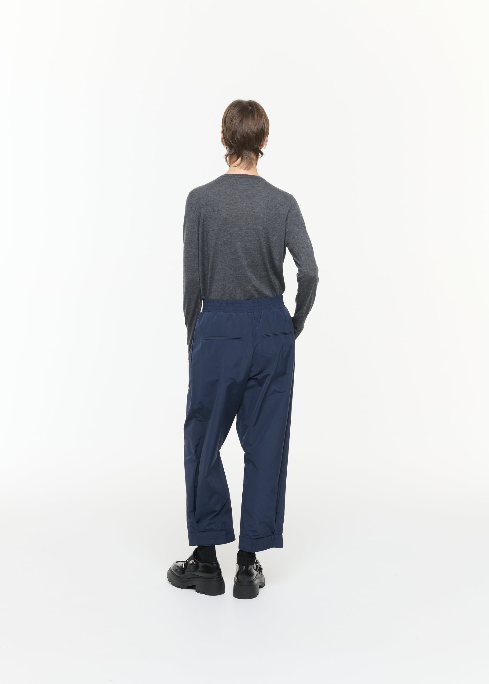 NAVY BLUE TAFFETA TROUSERS