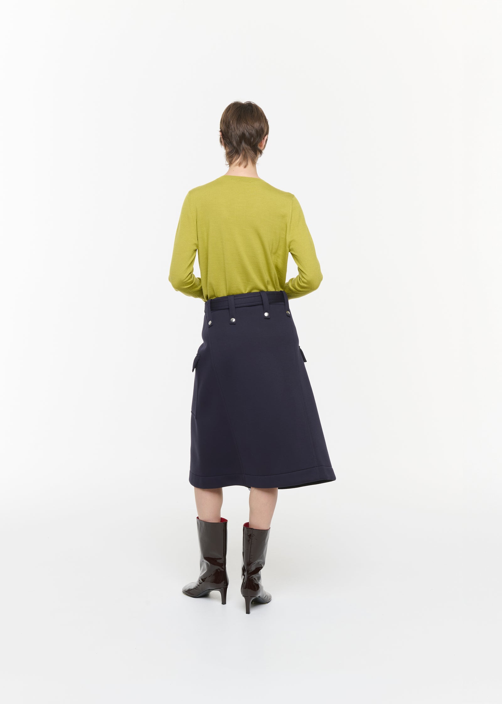 BLUE BLACK SCUBA WRAP SKIRT WITH FEATHERS