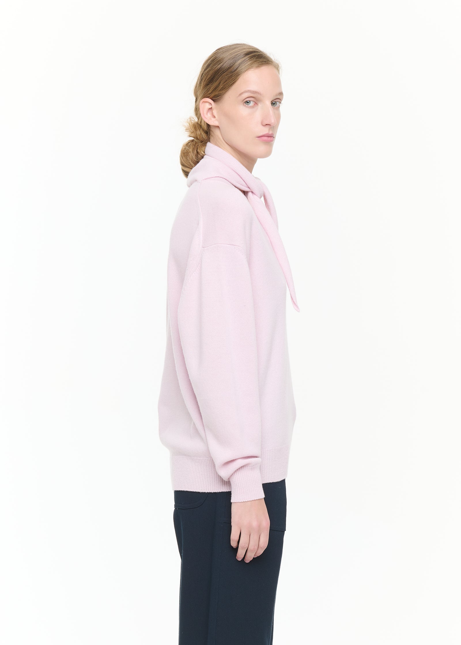 PINK V-NECK SWEATER WITH SHAWL