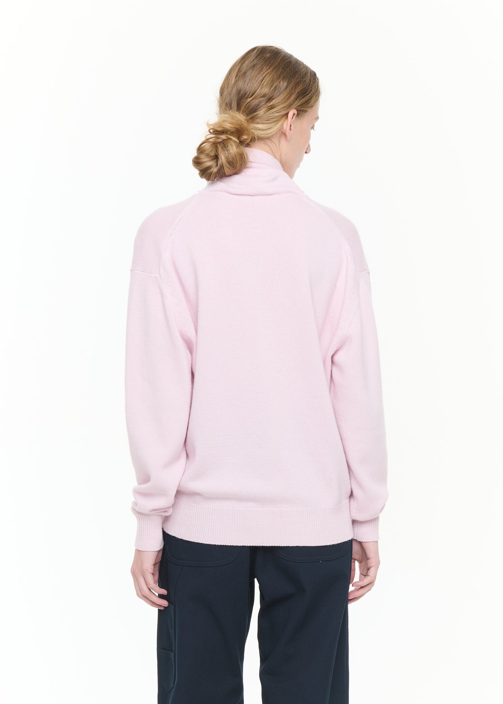 PINK V-NECK SWEATER WITH SHAWL