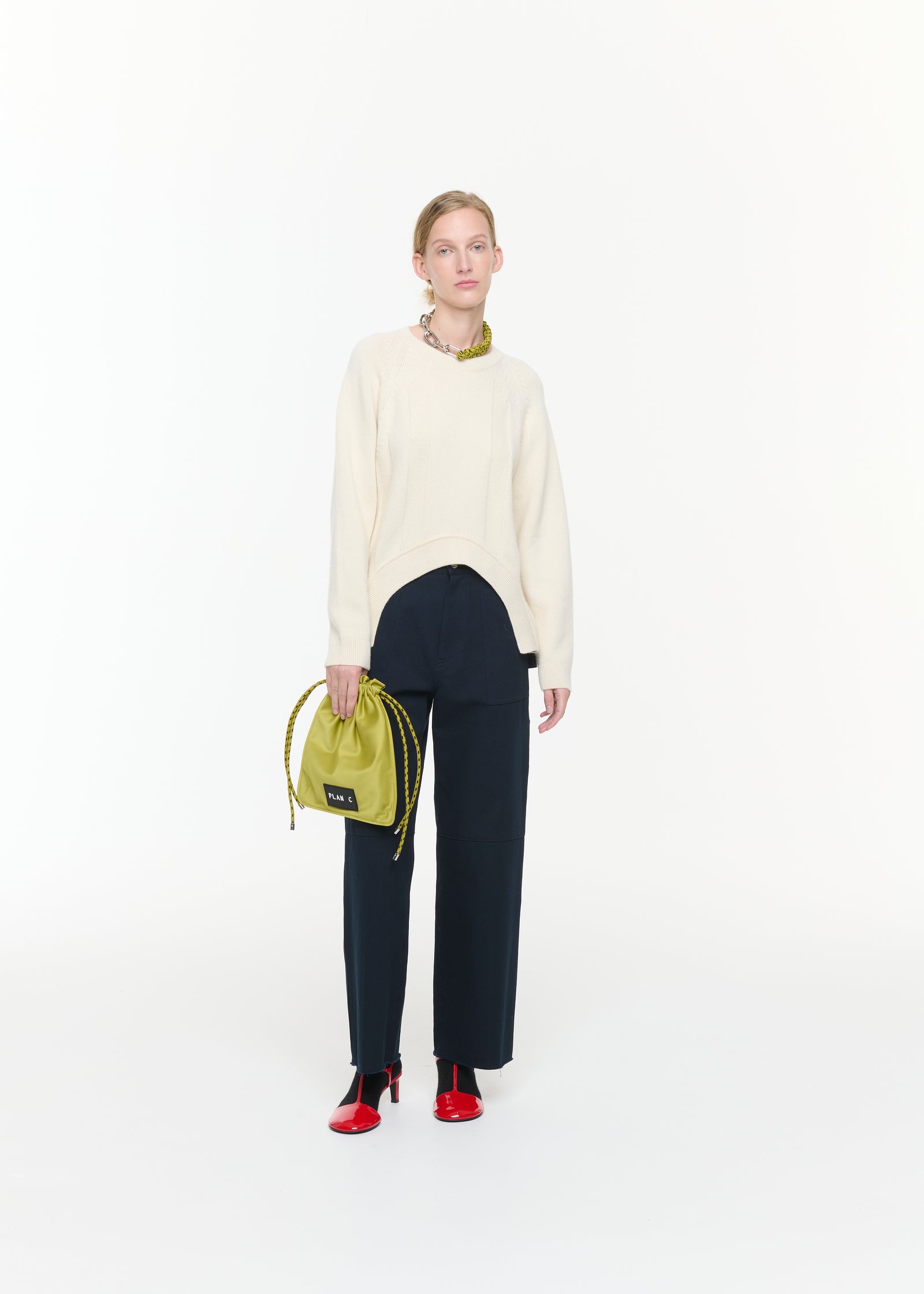 ASYMMETRIC BUTTER WOOL CASHMERE SWEATER