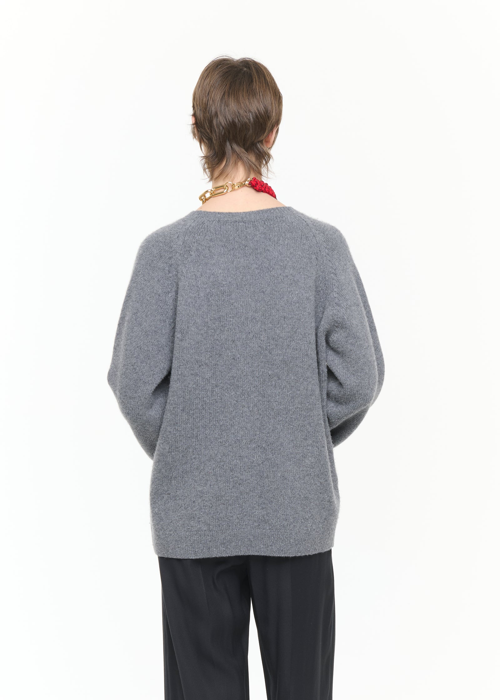 ASYMMETRIC GREY WOOL CASHMERE SWEATER