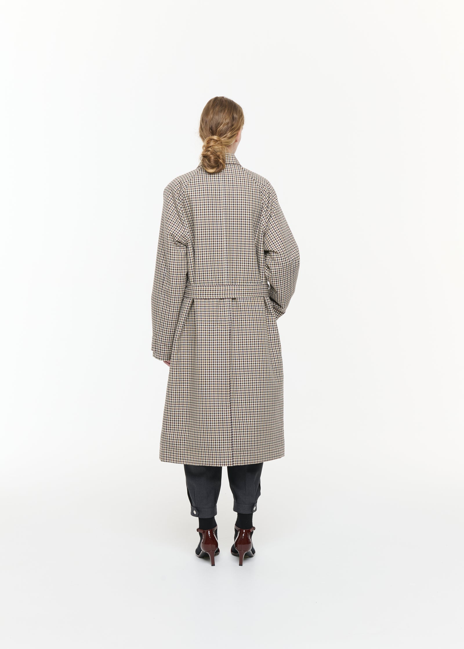 TAILORING CHECK WOOL TRENCH COAT