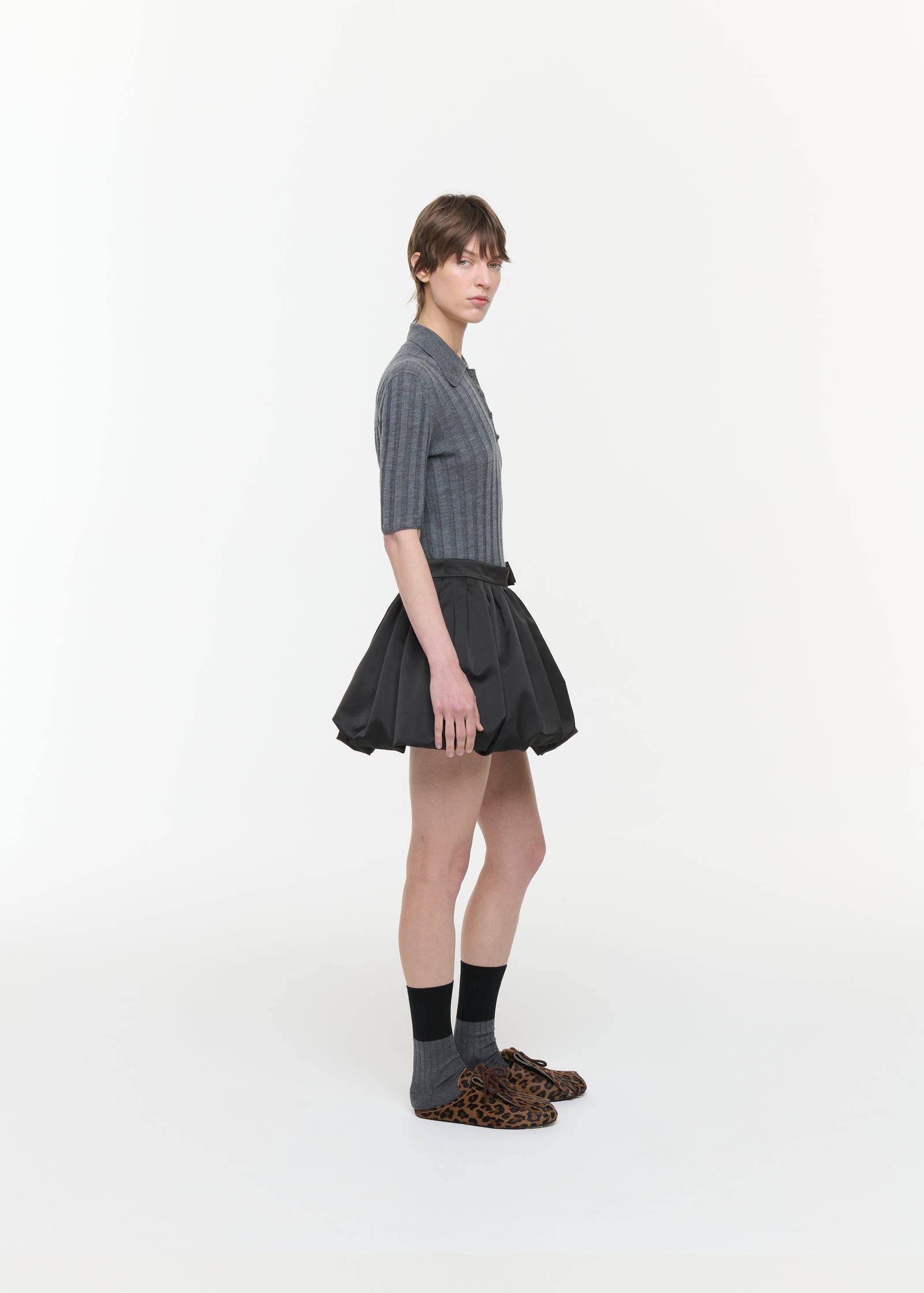 BLACK DUCHESSE BALLOON MINI SKIRT