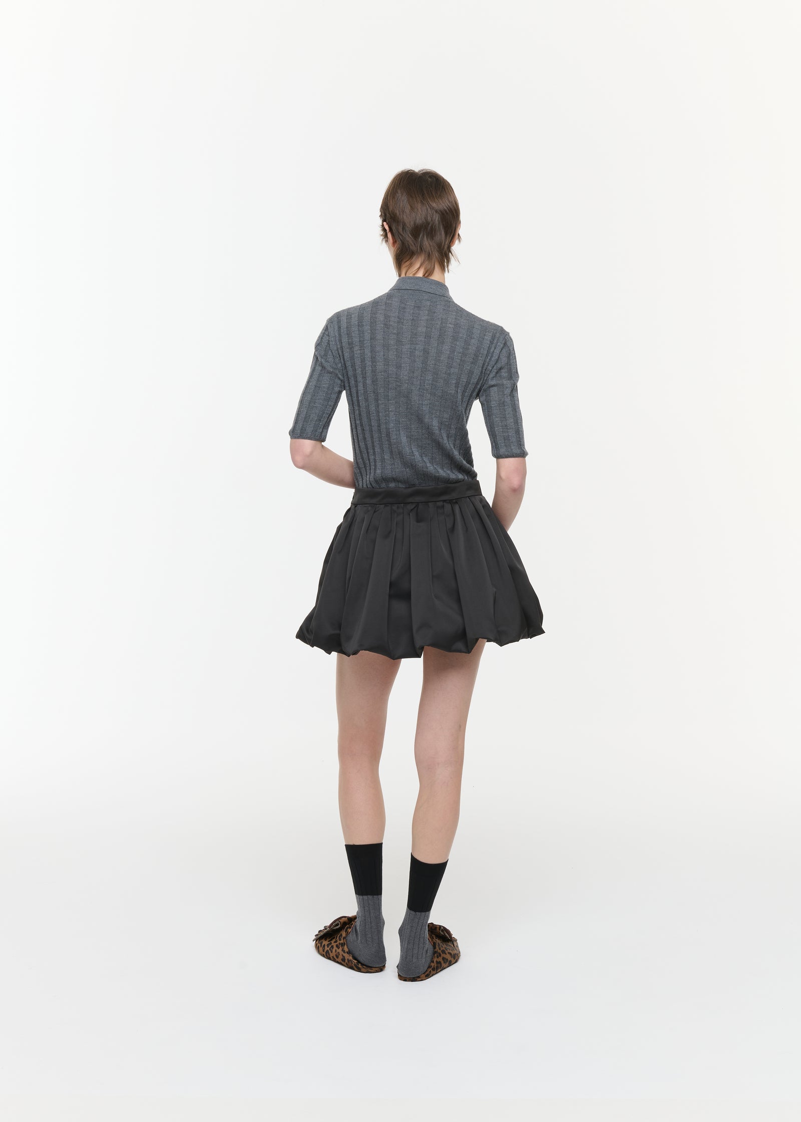 BLACK DUCHESSE BALLOON MINI SKIRT