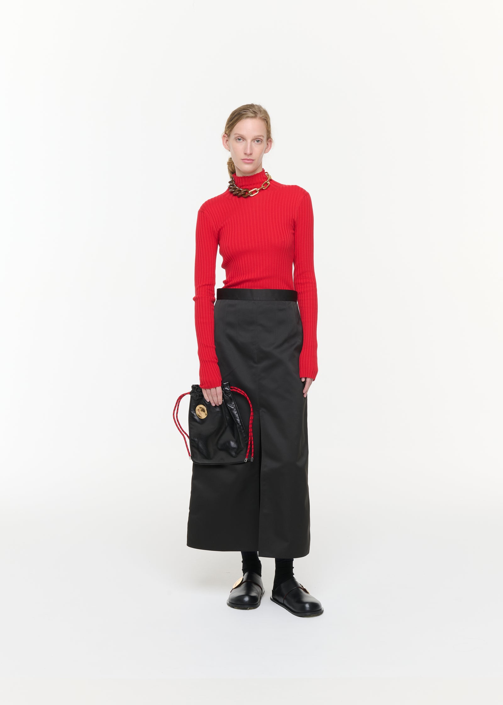 BLACK DUCHESSE STRAIGHT CUT LONG SKIRT