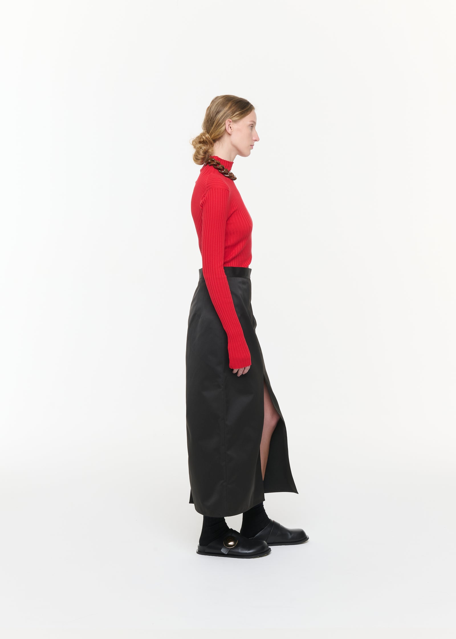 BLACK DUCHESSE STRAIGHT CUT LONG SKIRT