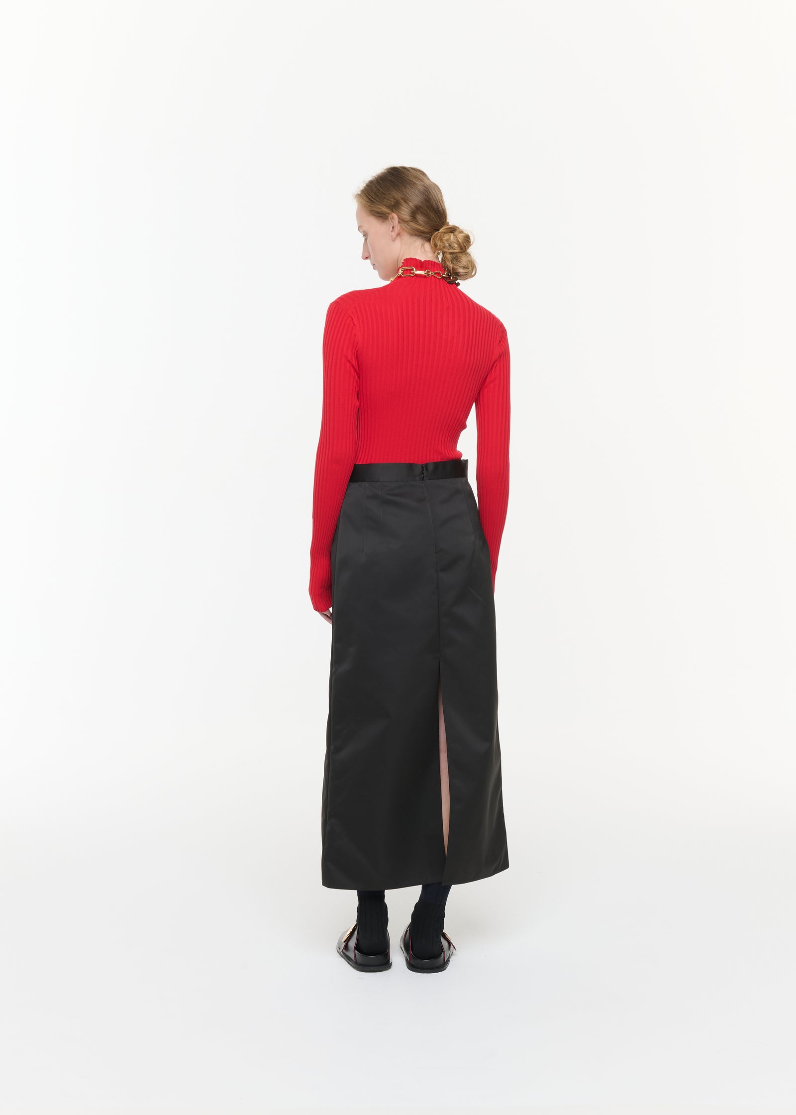 BLACK DUCHESSE STRAIGHT CUT LONG SKIRT
