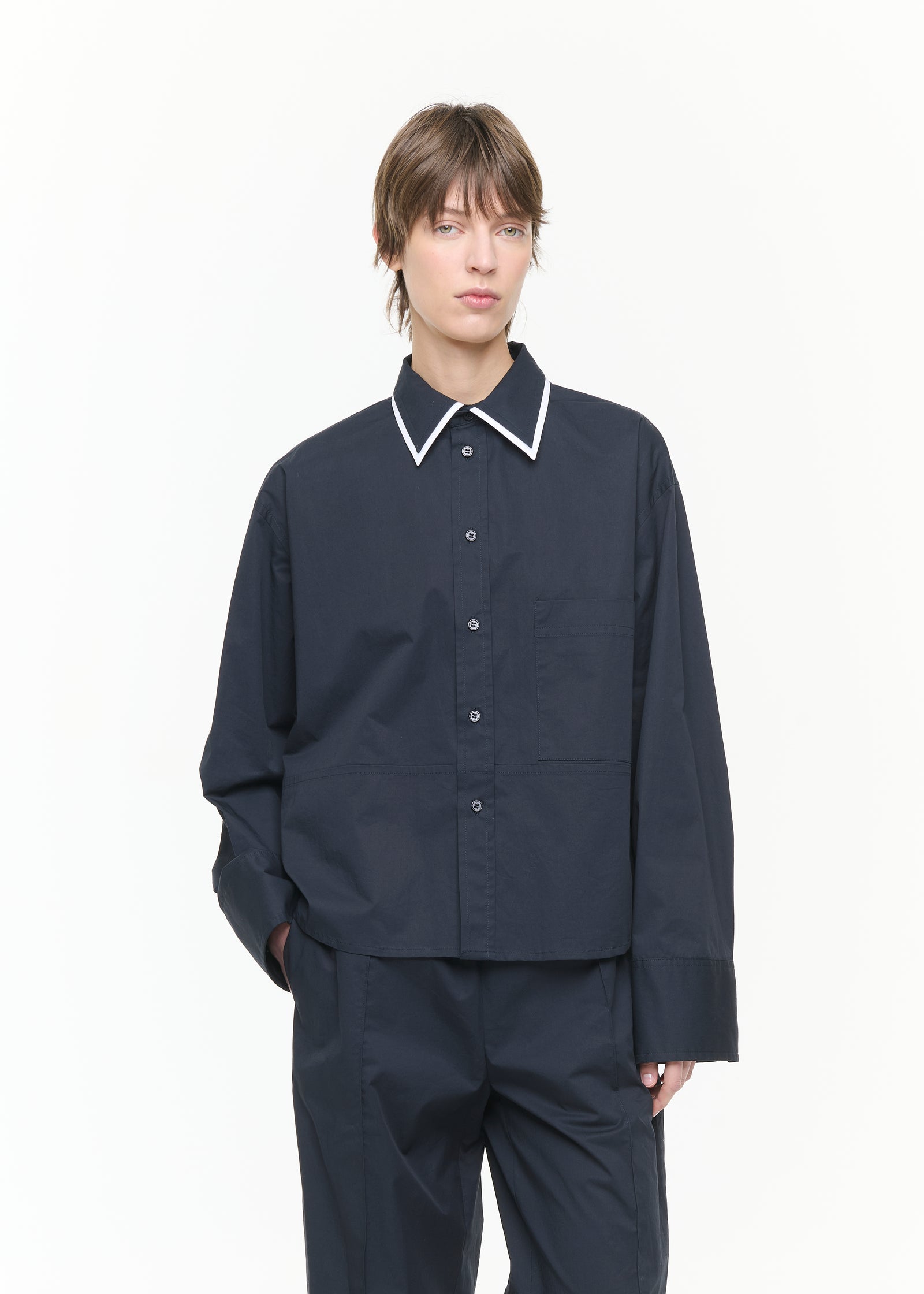 CONTRAST PROFILE BOXY SHIRT