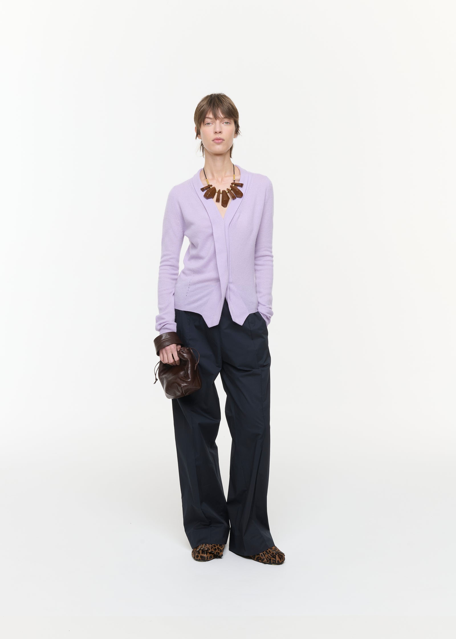 LILAC CASHMERE V-NECK CARDIGAN