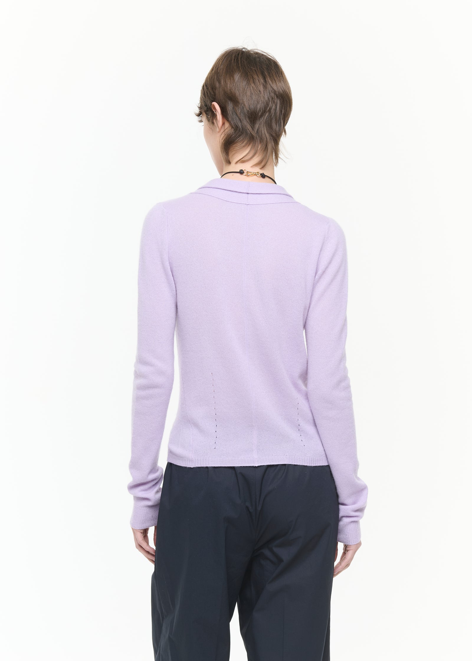 LILAC CASHMERE V-NECK CARDIGAN