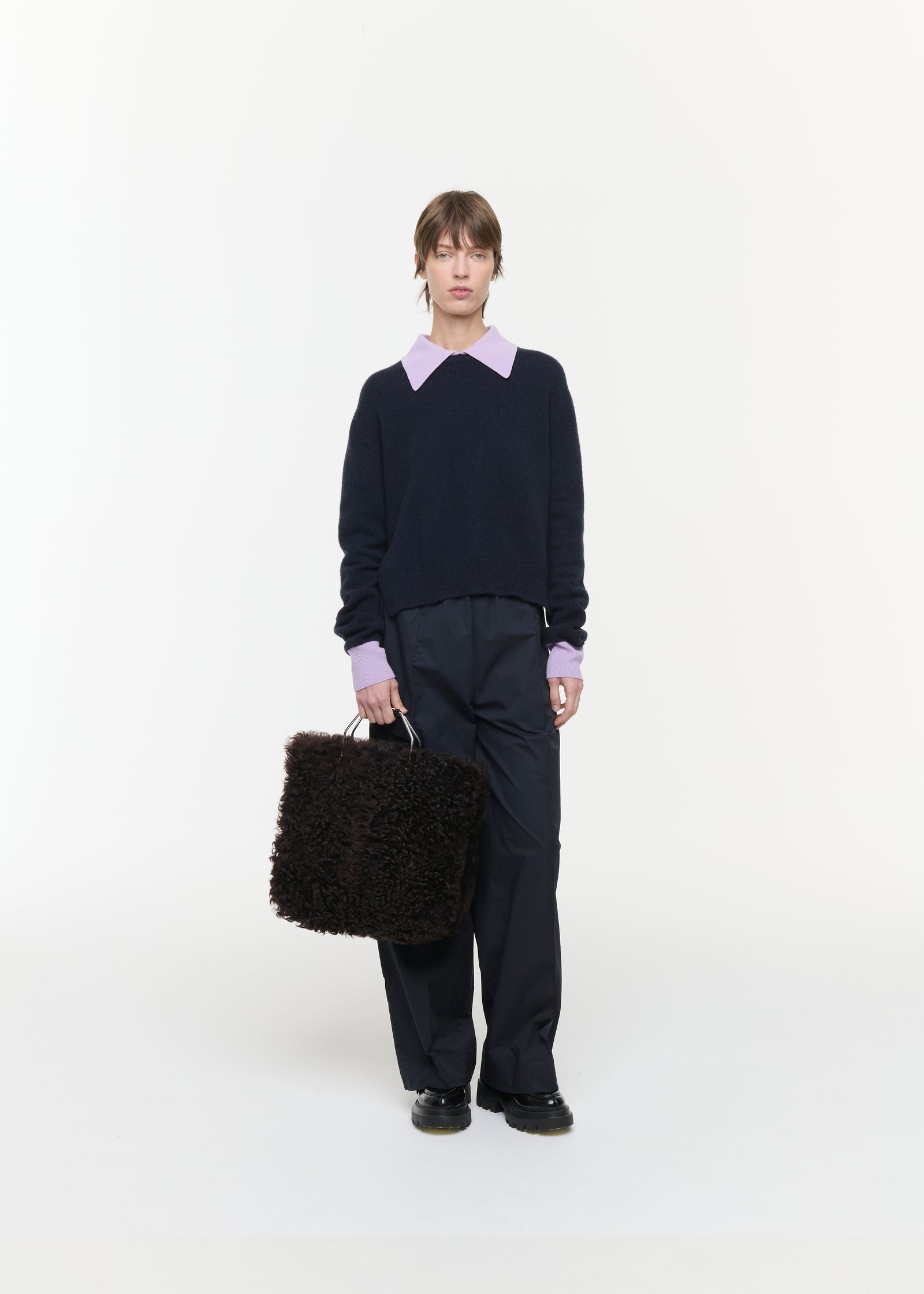CHESTNUT SHEARLING BEACH BAG