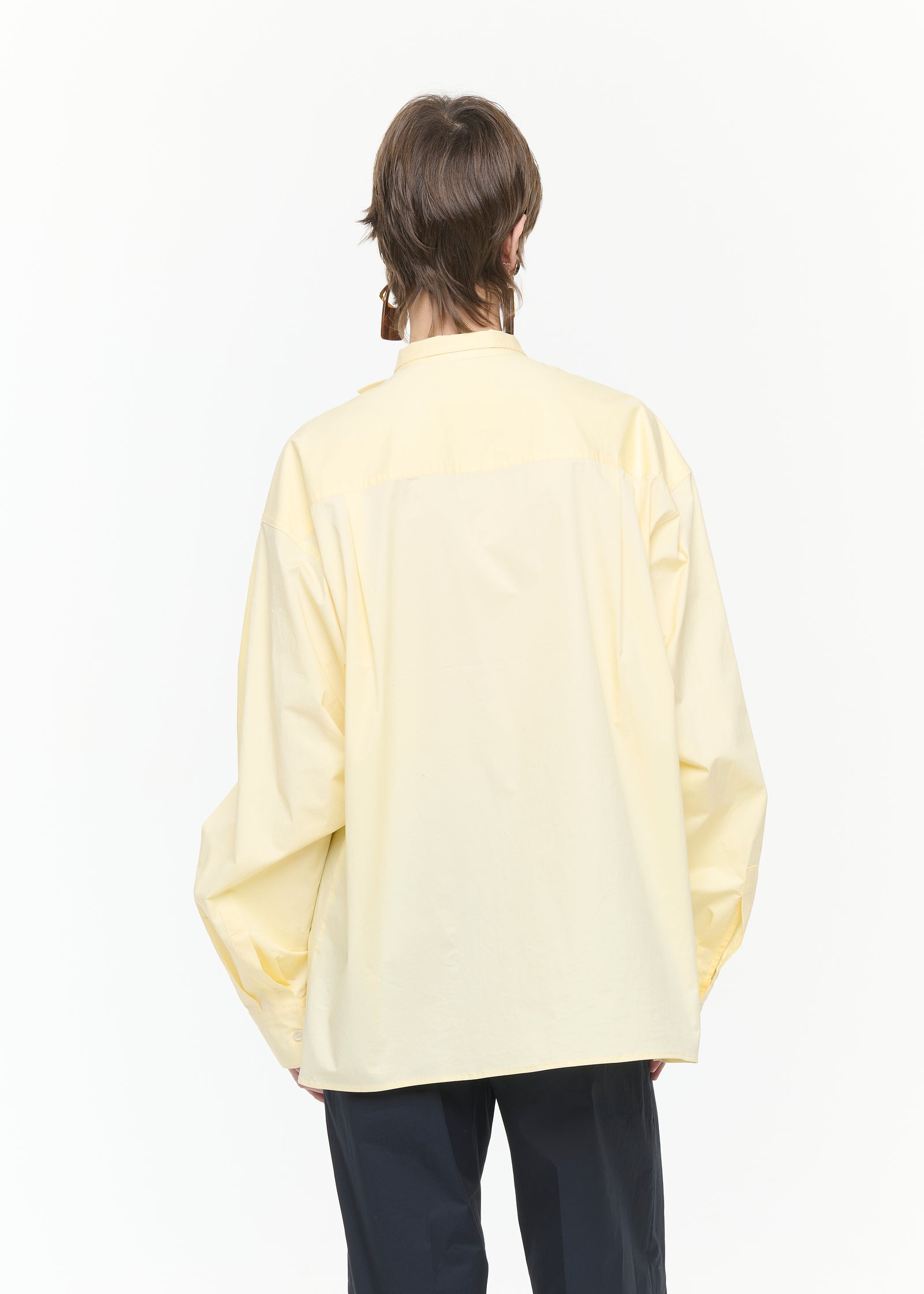 CAMICIA IN POPELINE CON COLLO A SCIARPA ASIMMETRICO