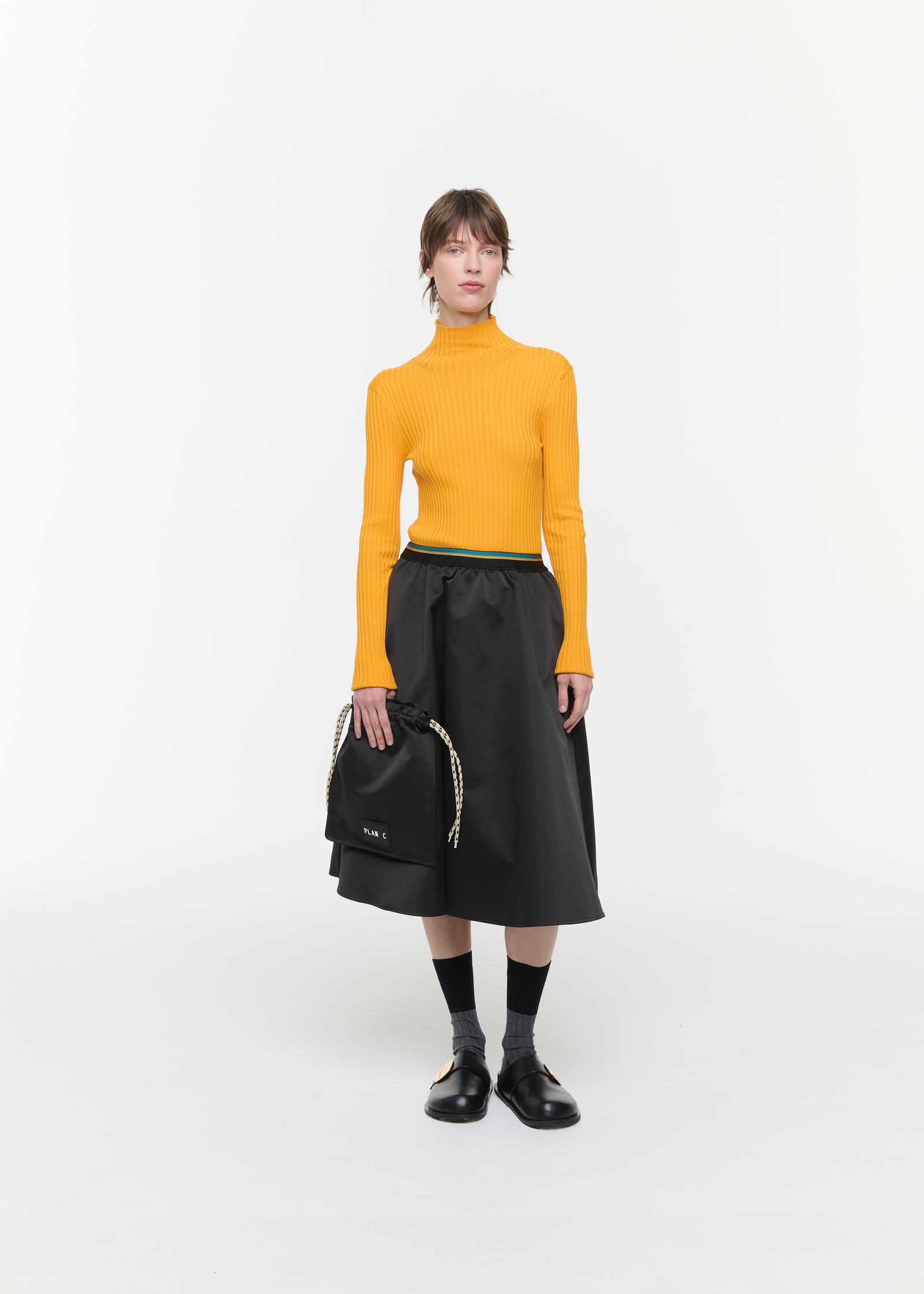 BLACK DUCHESSE A LINE MIDI SKIRT