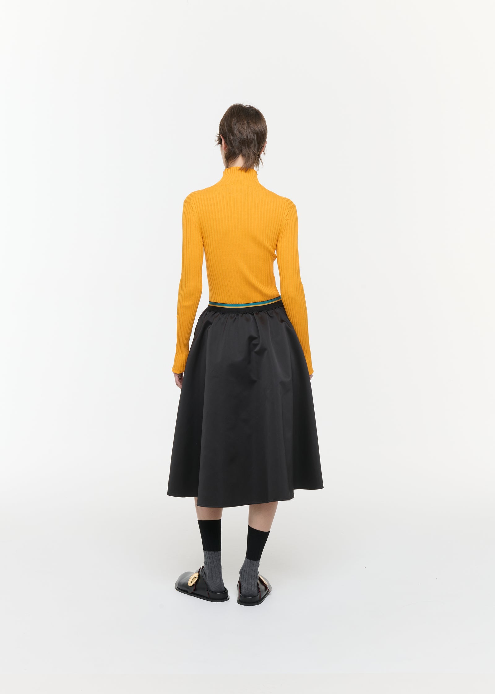 BLACK DUCHESSE A LINE MIDI SKIRT