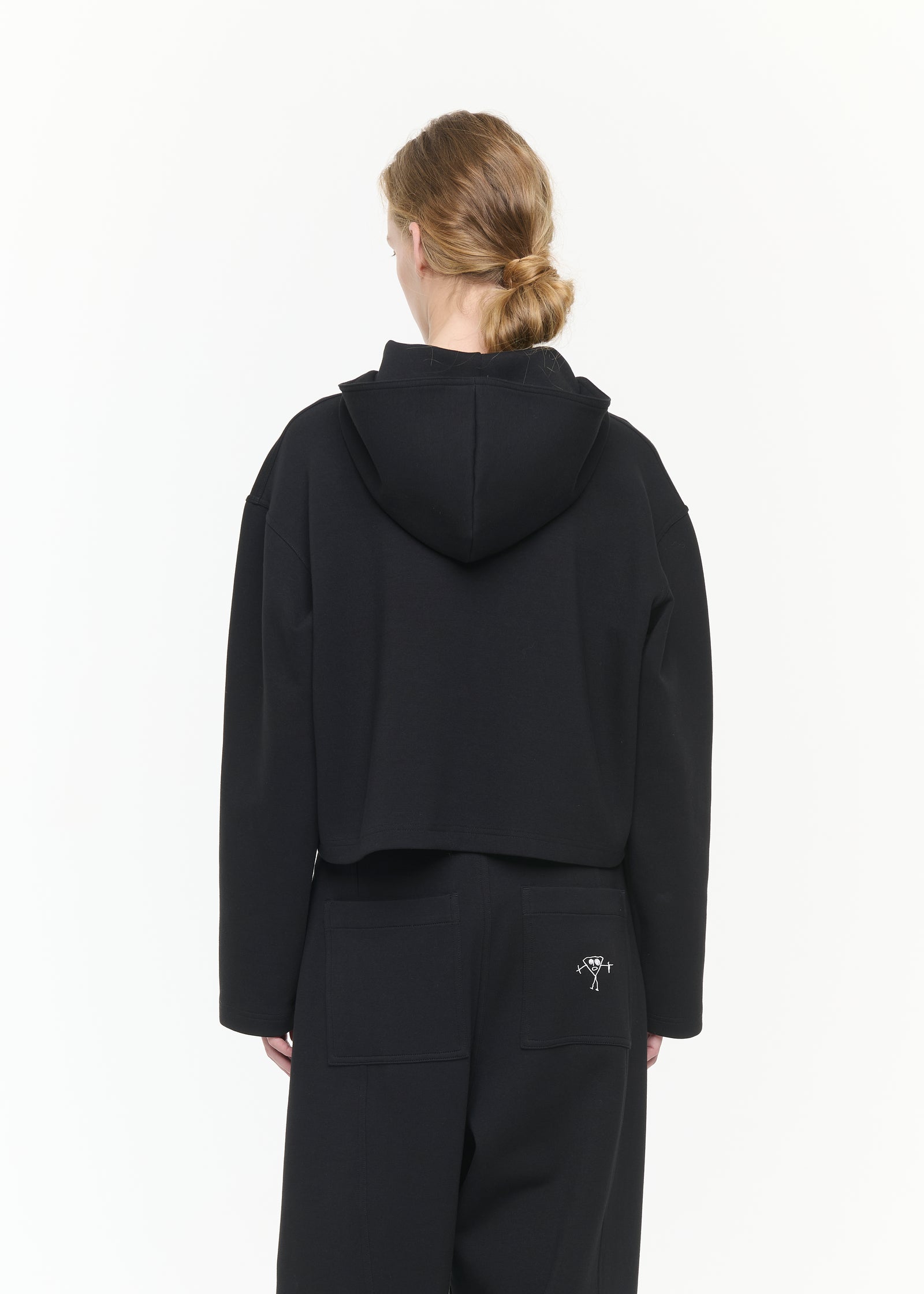 SCARF COLLAR CROPPED SWEATSHIRT