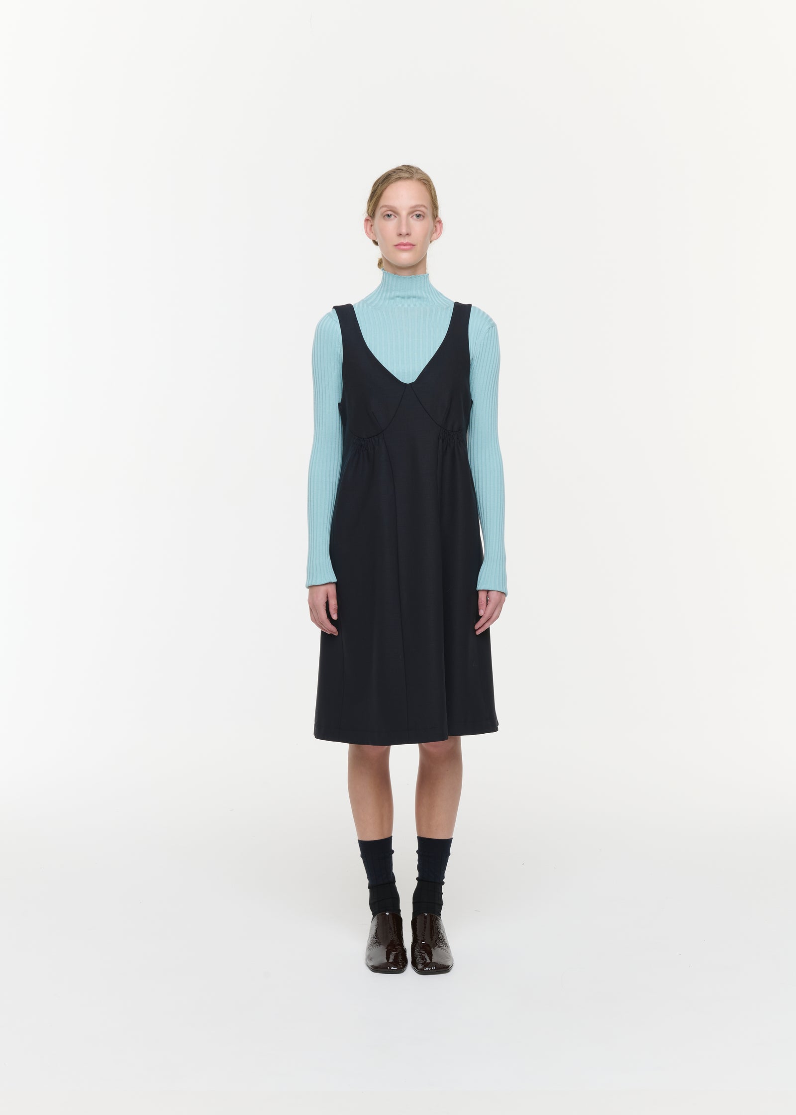 FLARED WOOL MINI DRESS