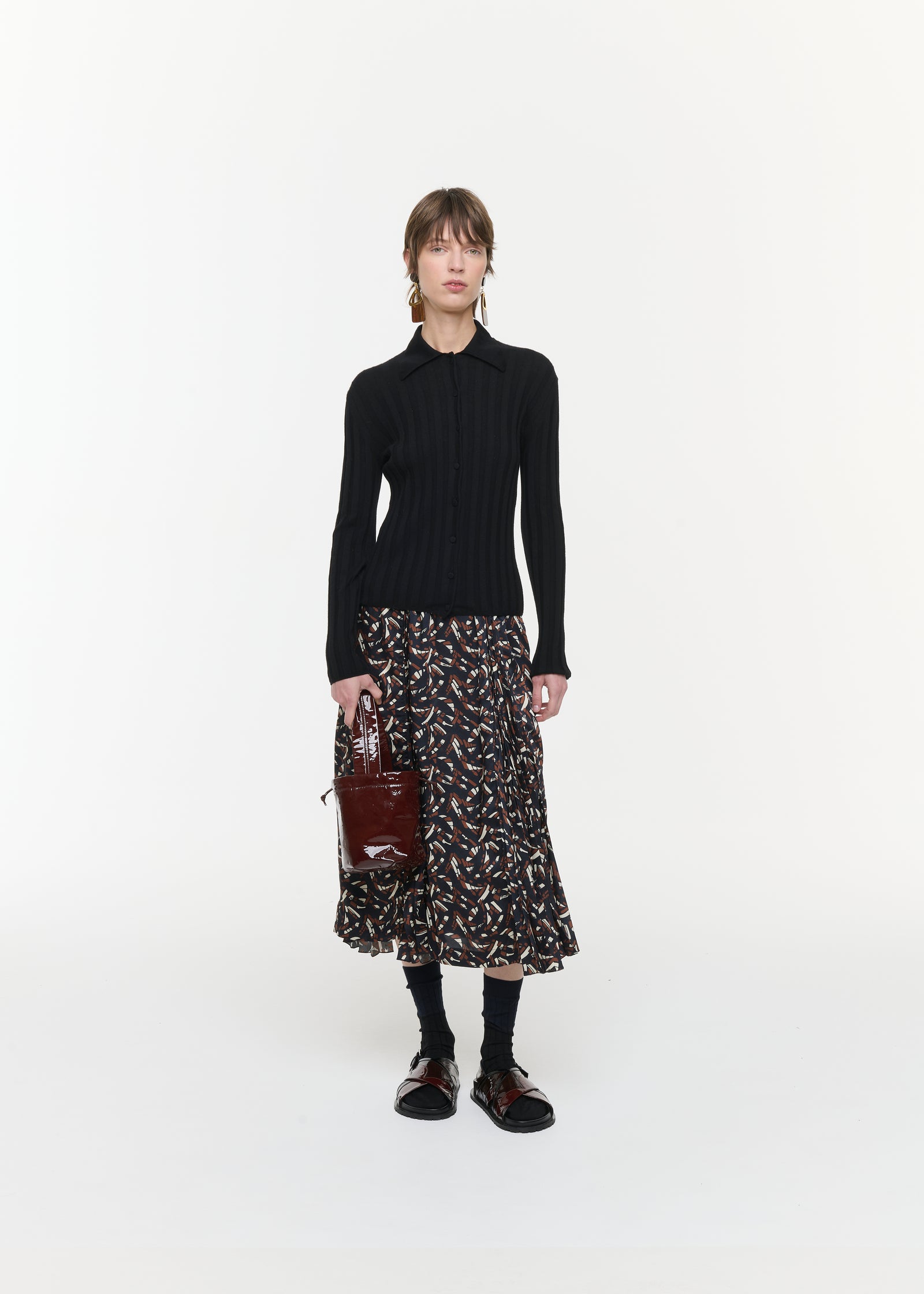 CARDIGAN A COSTE IN LANA NERO