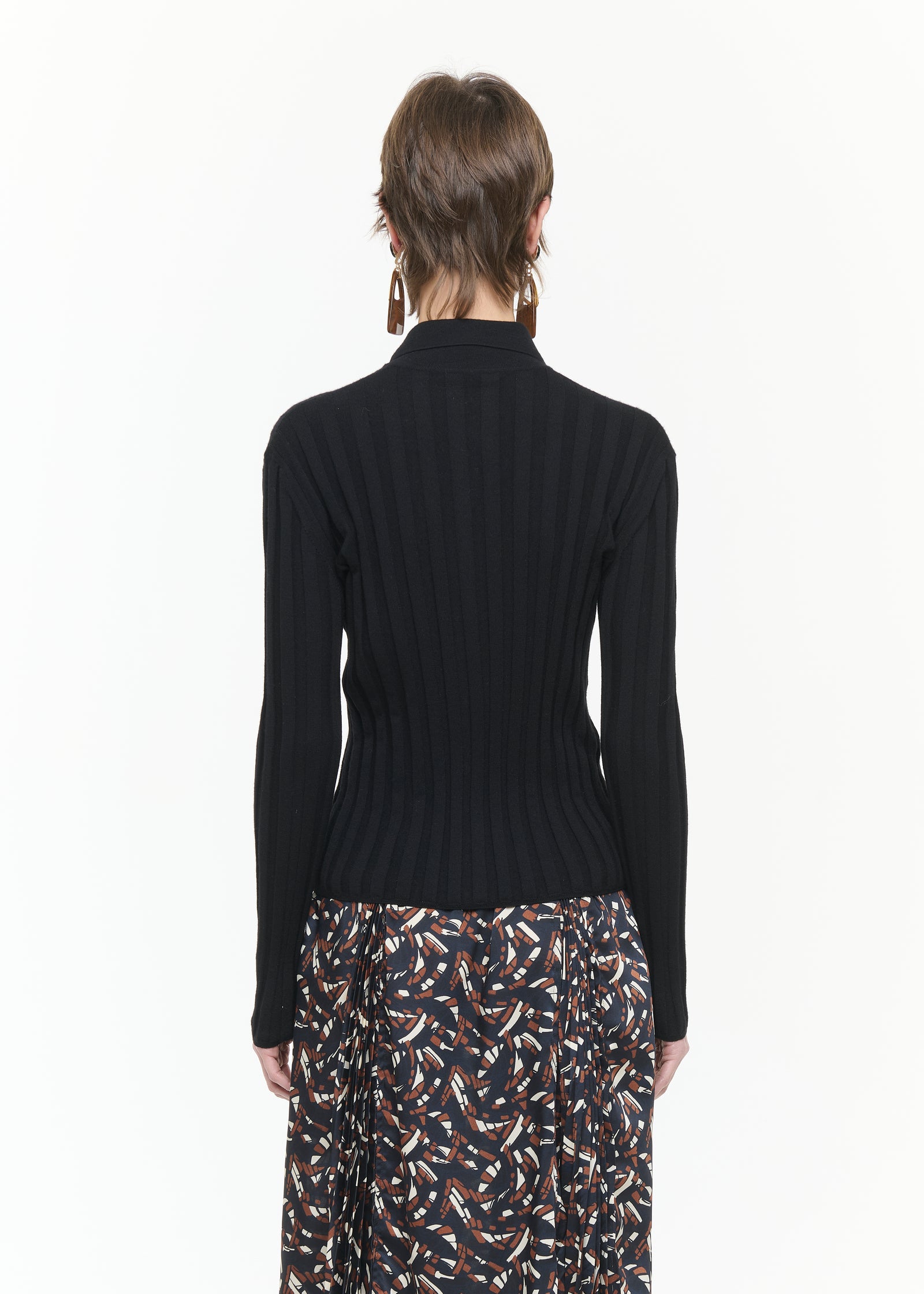 CARDIGAN A COSTE IN LANA NERO