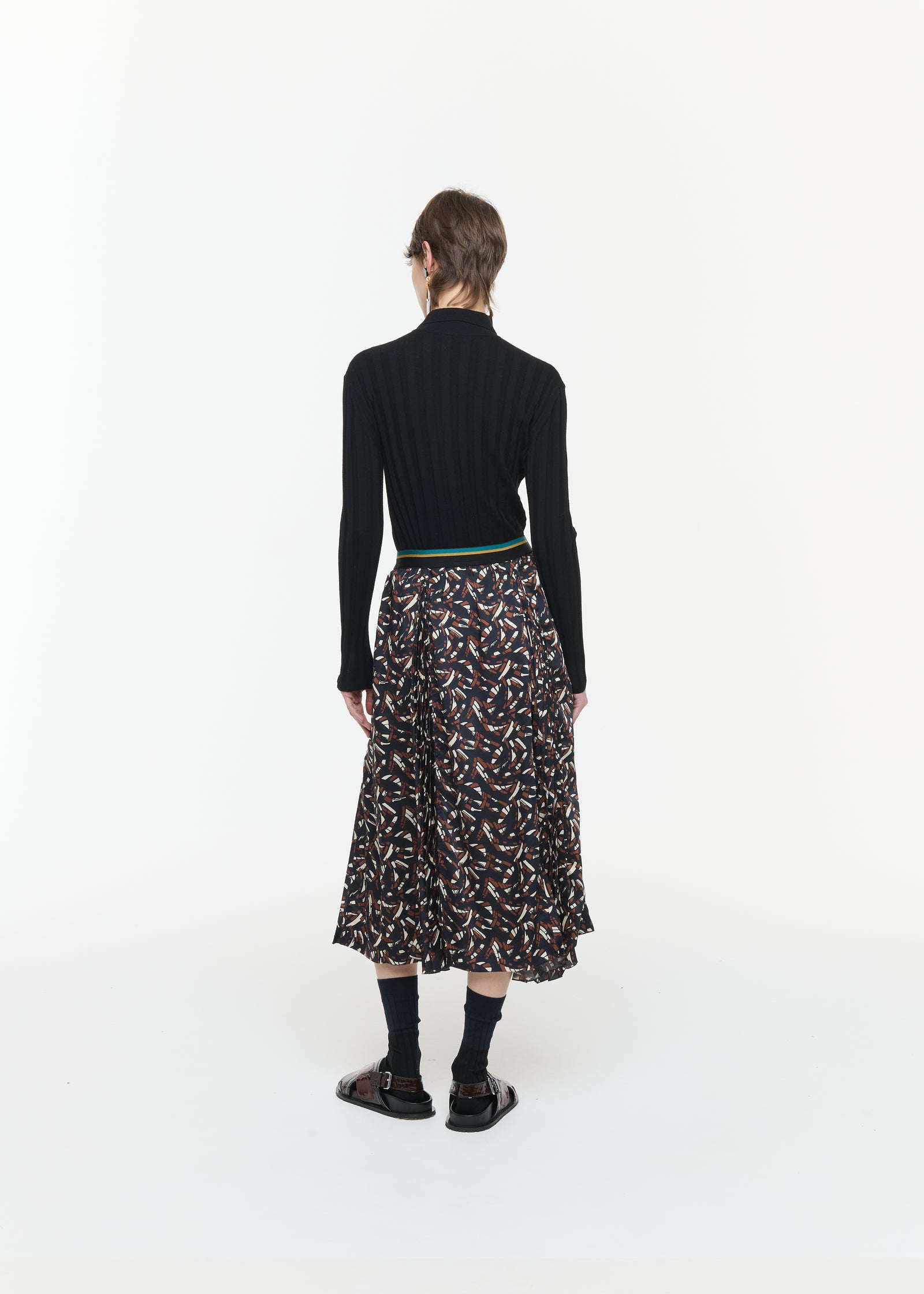 PRINT TWILL MIDI SKIRT
