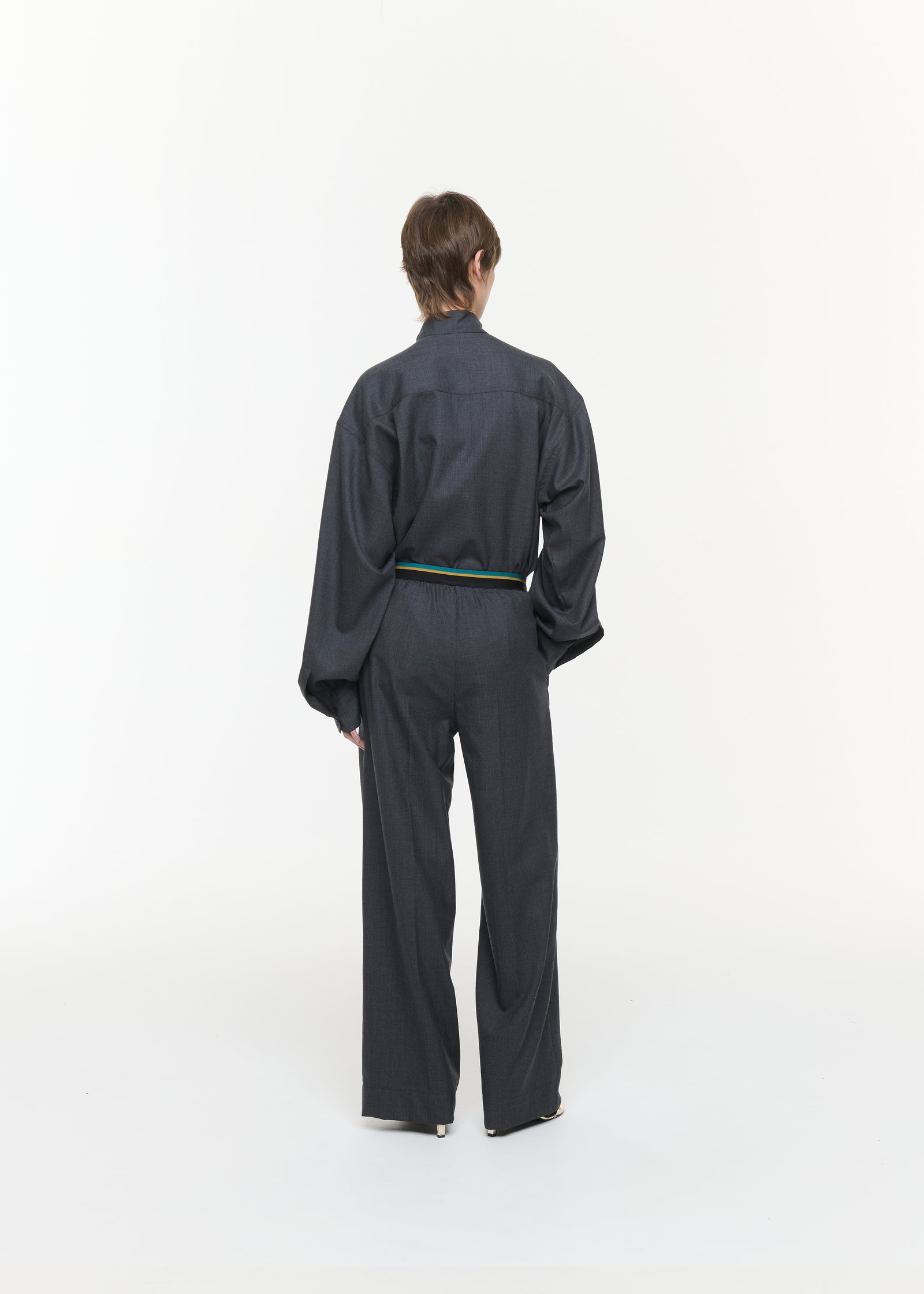 MELANGE WOOL TWILL TROUSERS