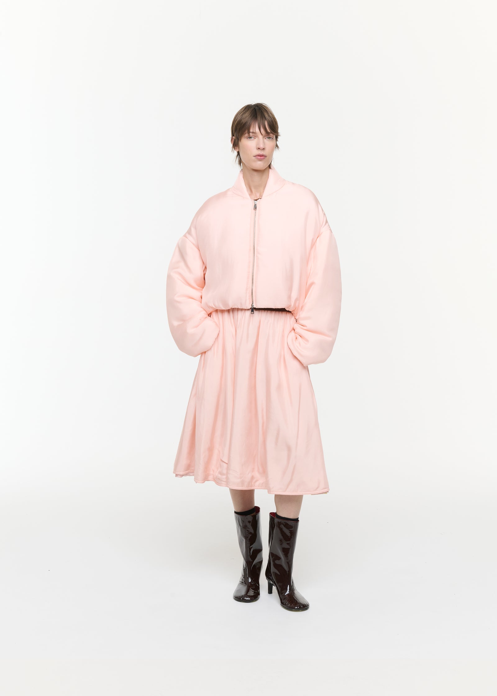 BOMBER CORTO IN TWILL COLOR BELLINI