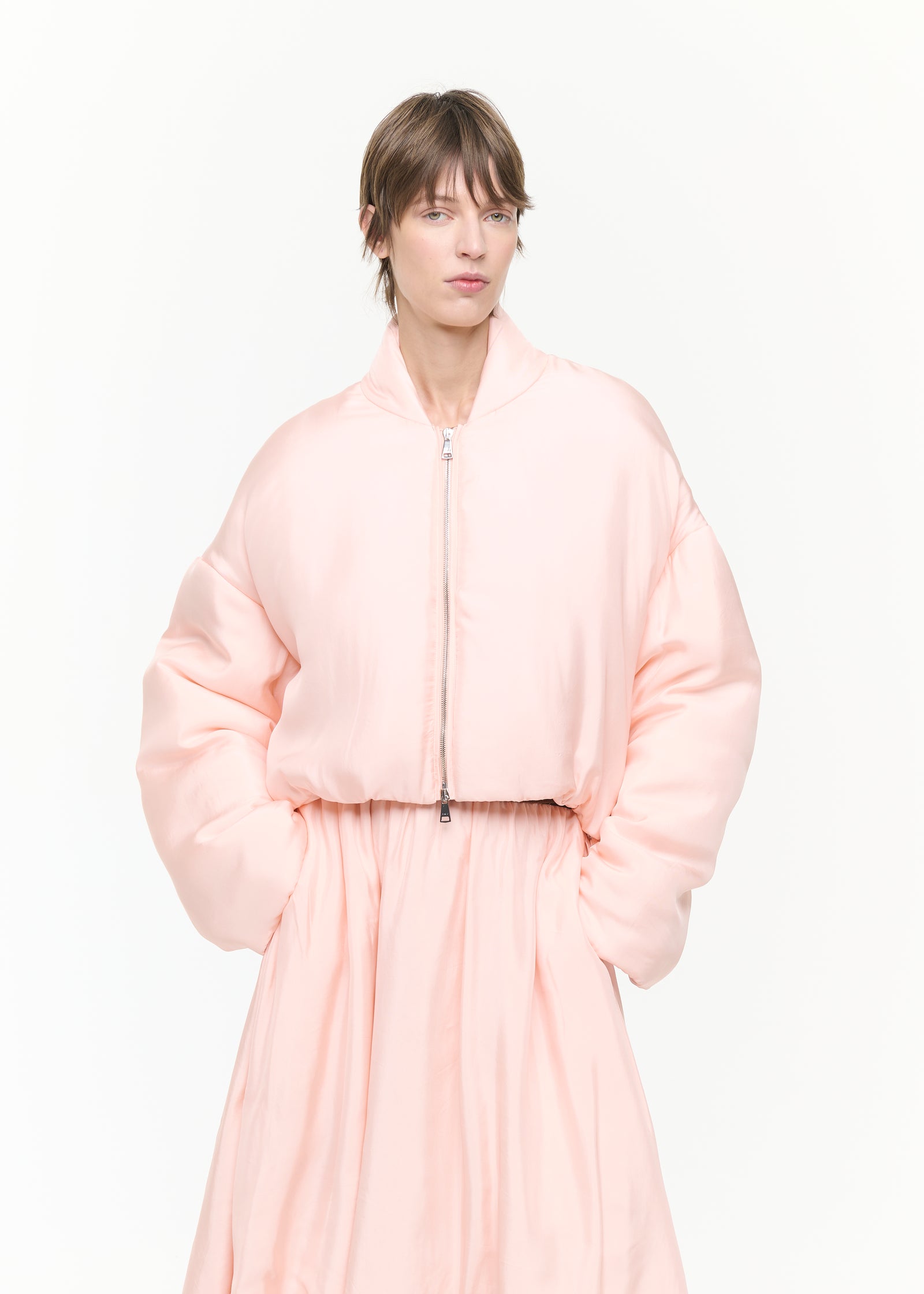 BOMBER CORTO IN TWILL COLOR BELLINI
