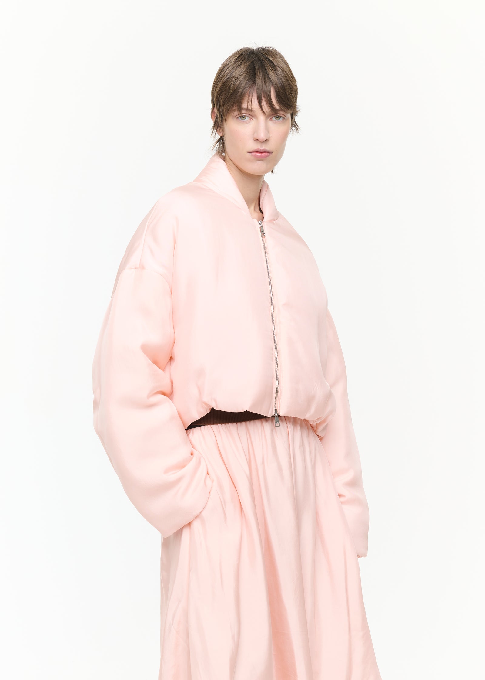 BOMBER CORTO IN TWILL COLOR BELLINI