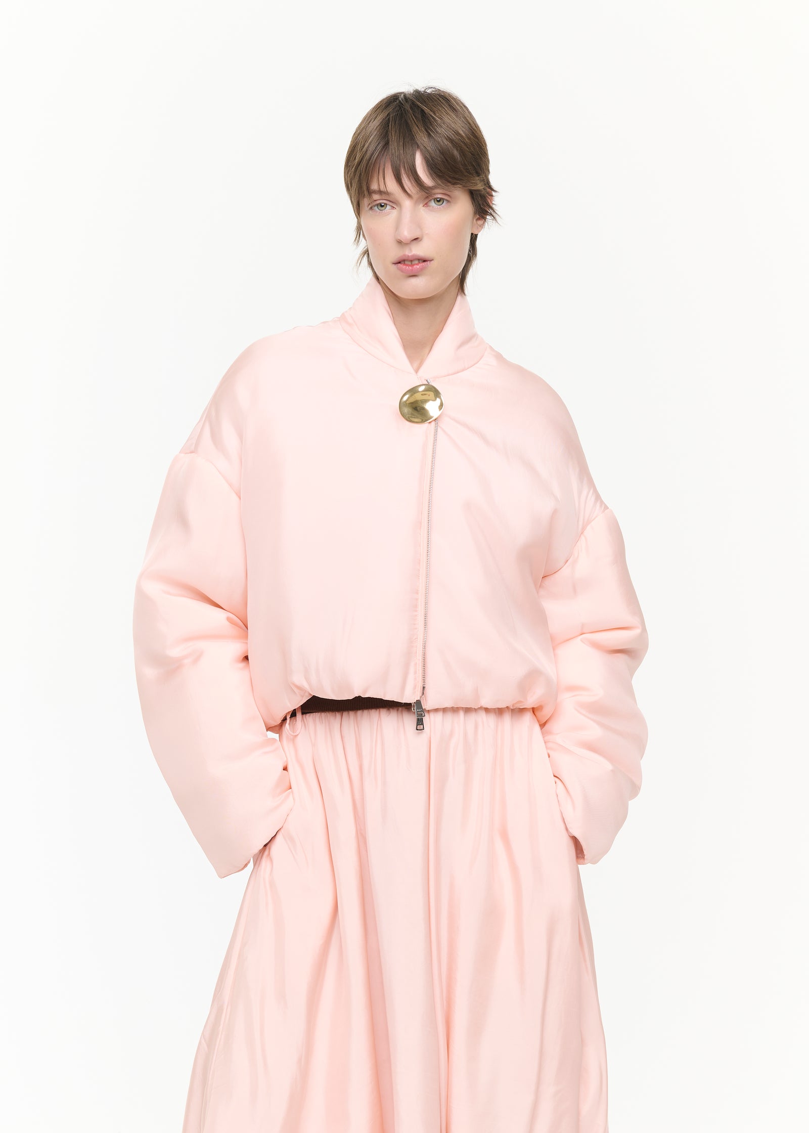BOMBER CORTO IN TWILL COLOR BELLINI