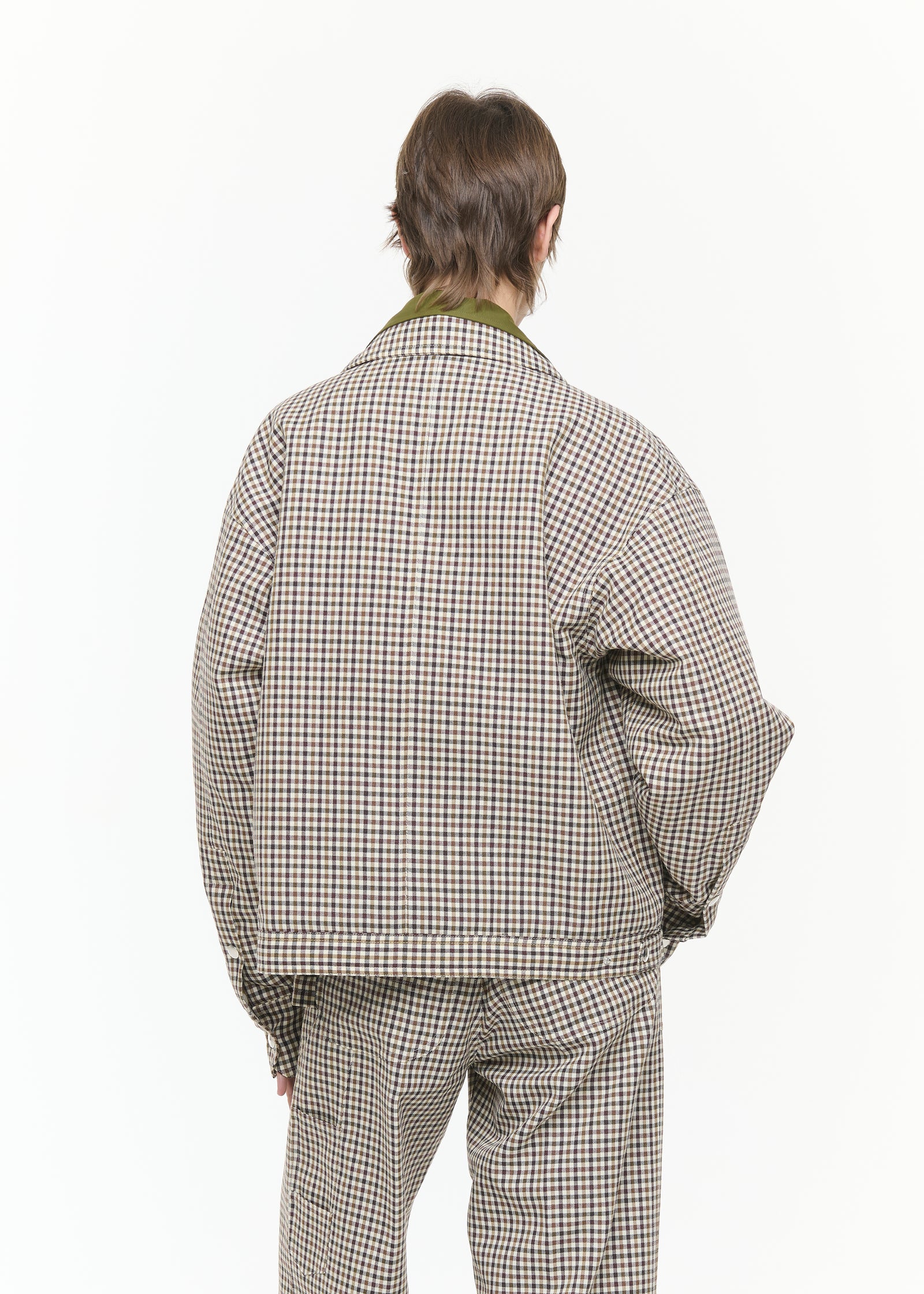 CHECK WOOL BLOUSON JACKET