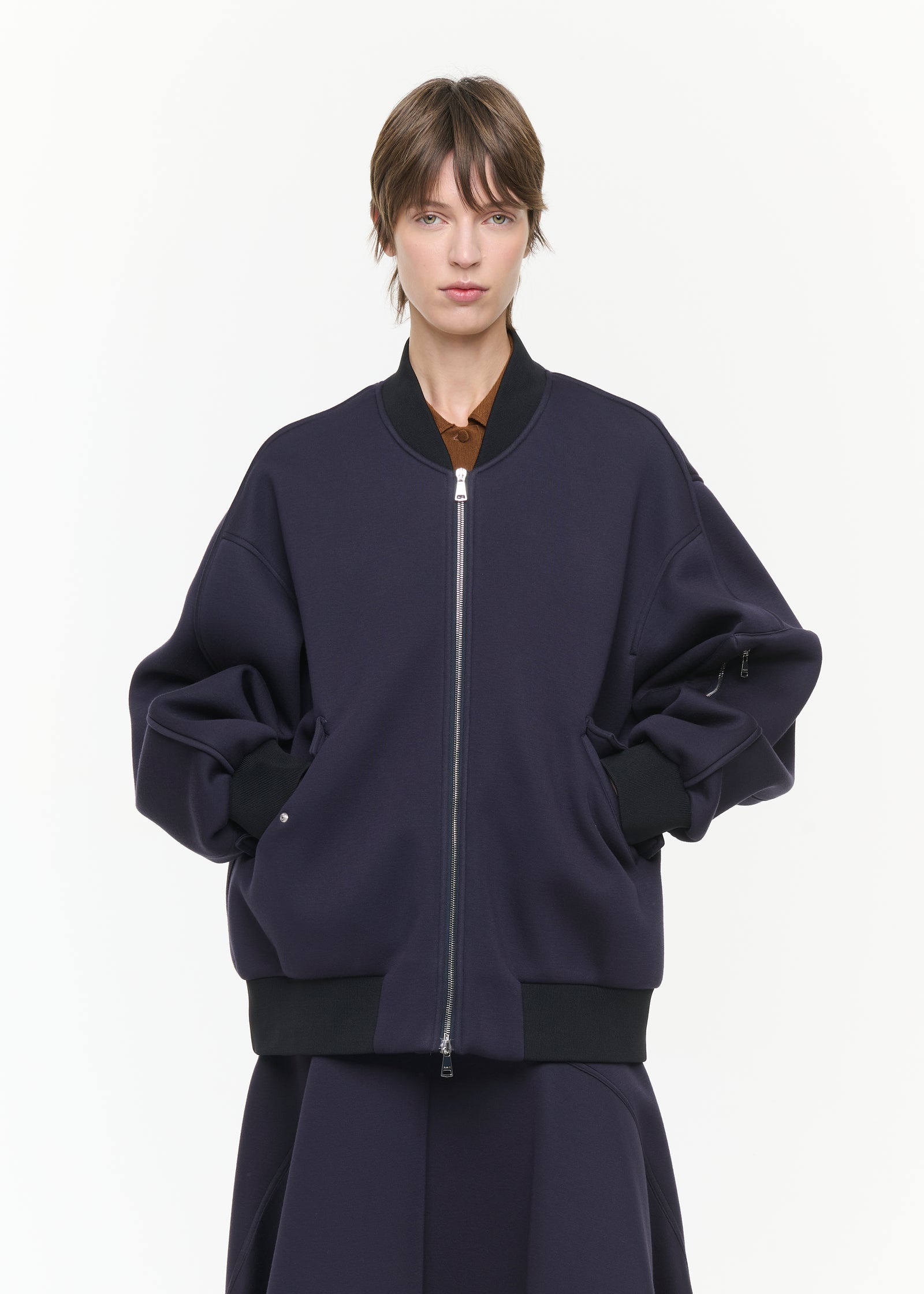BLUE BLACK OVERSIZE SCUBA BOMBER JACKET