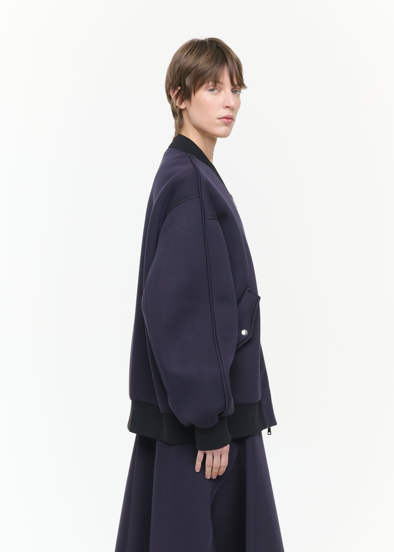 BLUE BLACK OVERSIZE SCUBA BOMBER JACKET