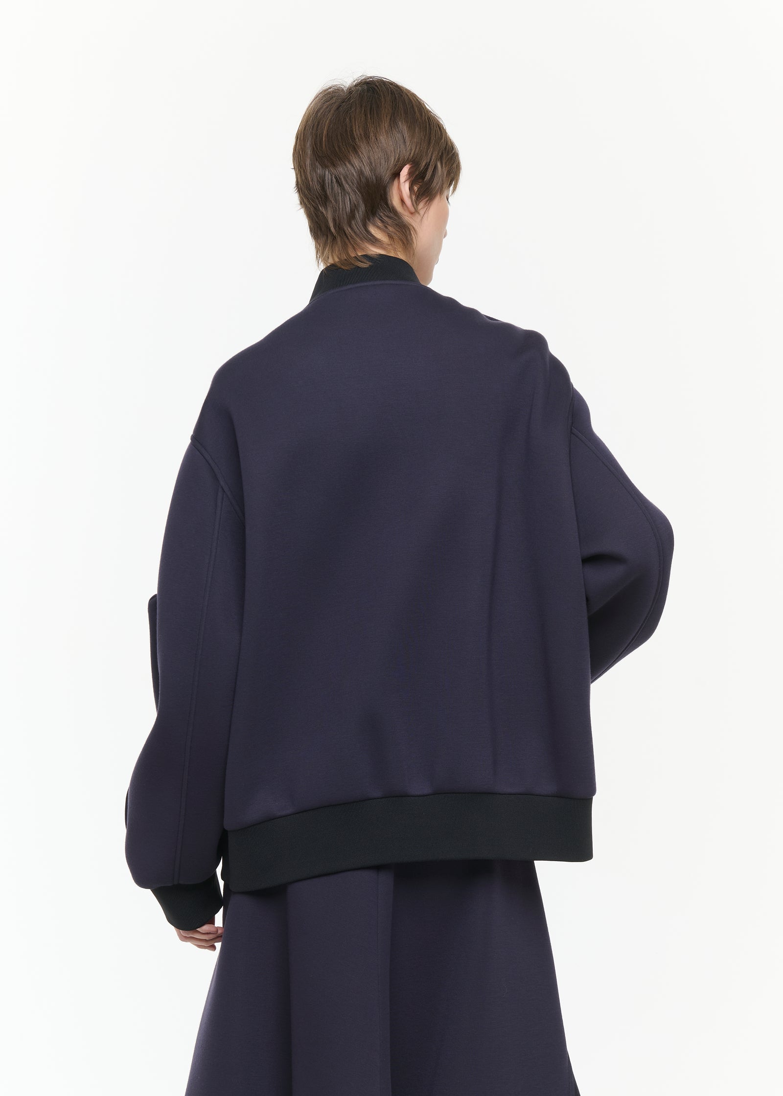 BLUE BLACK OVERSIZE SCUBA BOMBER JACKET