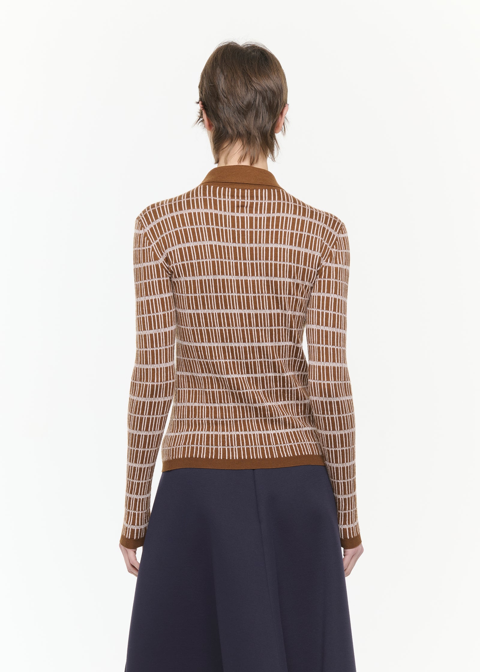 GEOMETRIC JACQUARD WOOL SILK POLO SHIRT