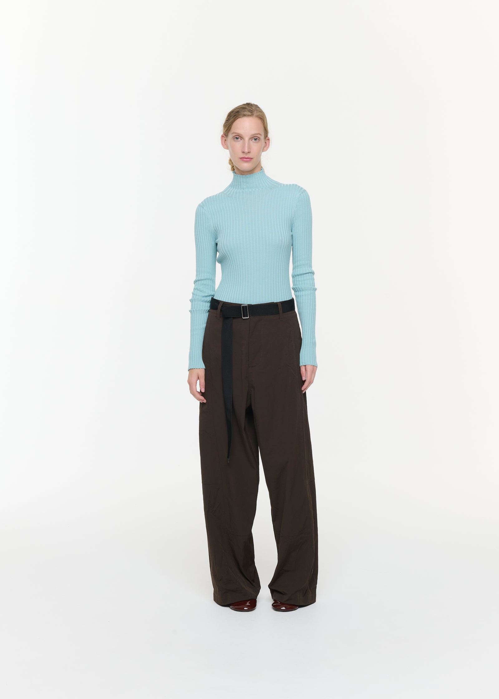 BROWN TECHNICAL TWILL TROUSERS