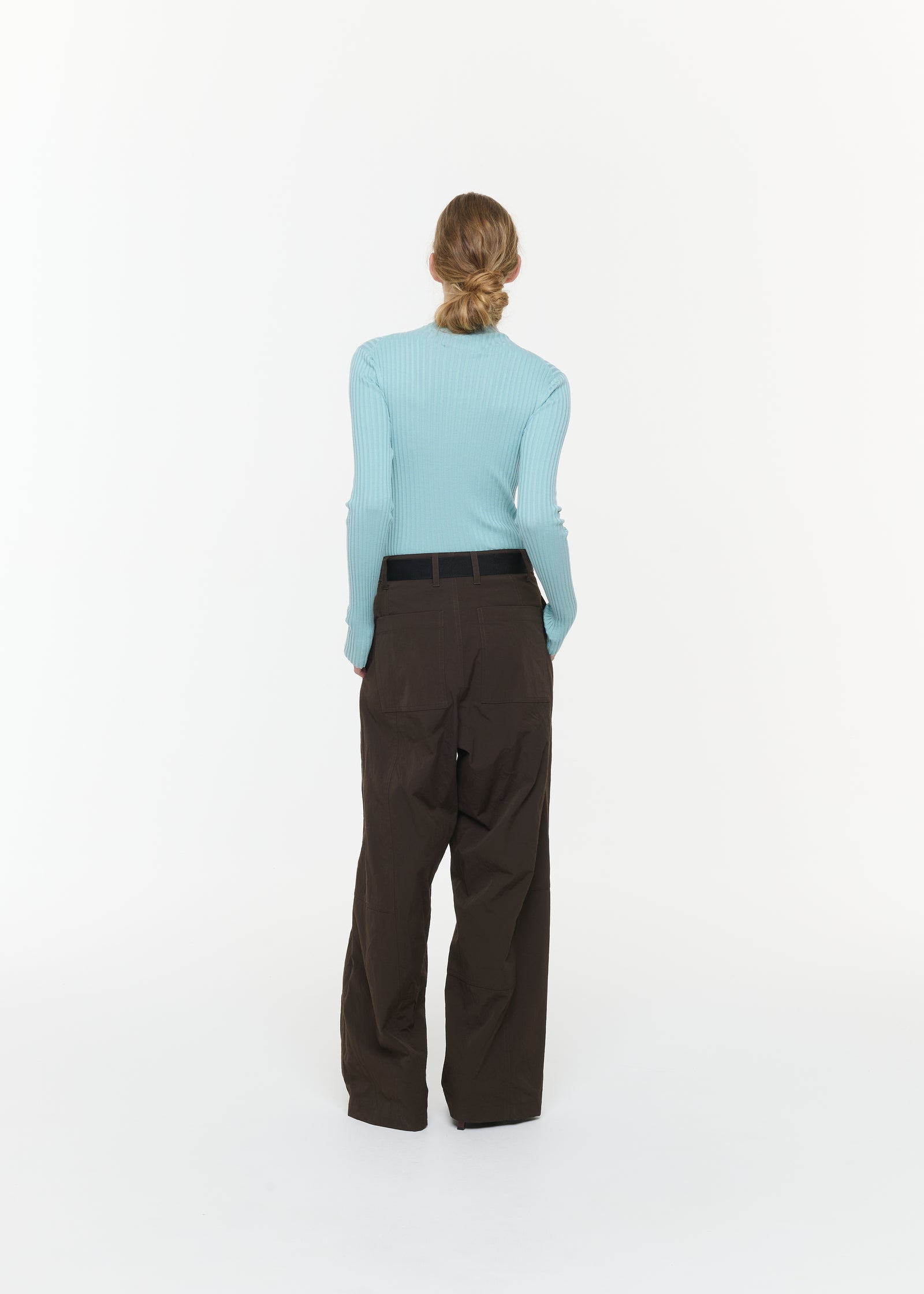 BROWN TECHNICAL TWILL TROUSERS