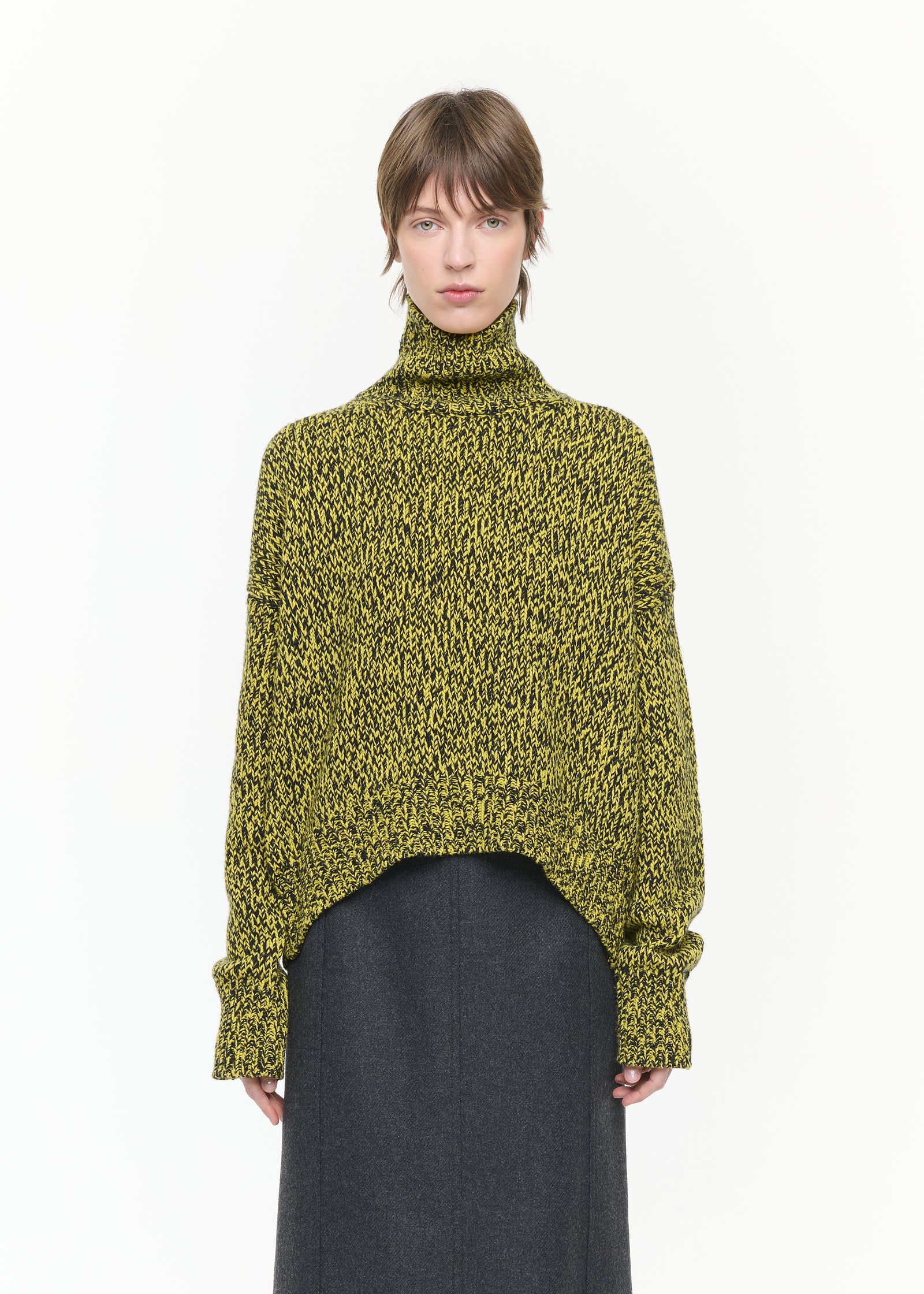 MELANGE YELLOW TURTLENECK SWEATER