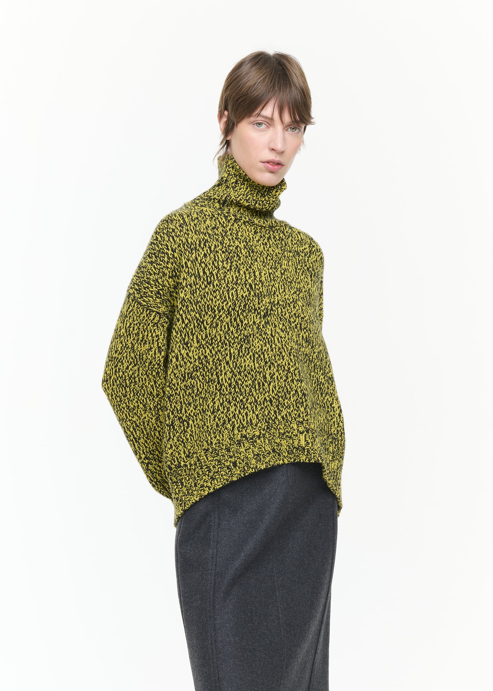 MELANGE YELLOW TURTLENECK SWEATER