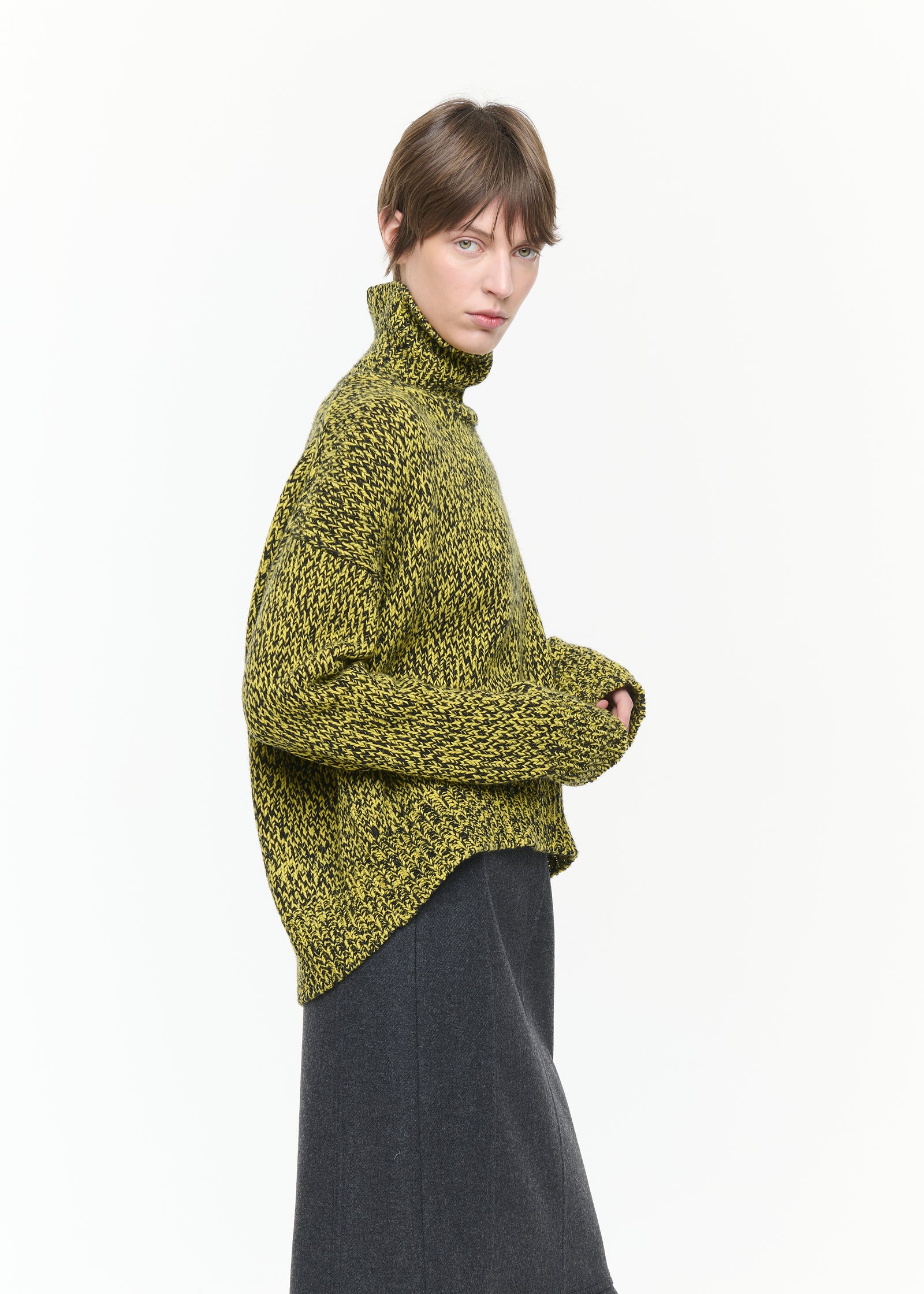 MELANGE YELLOW TURTLENECK SWEATER