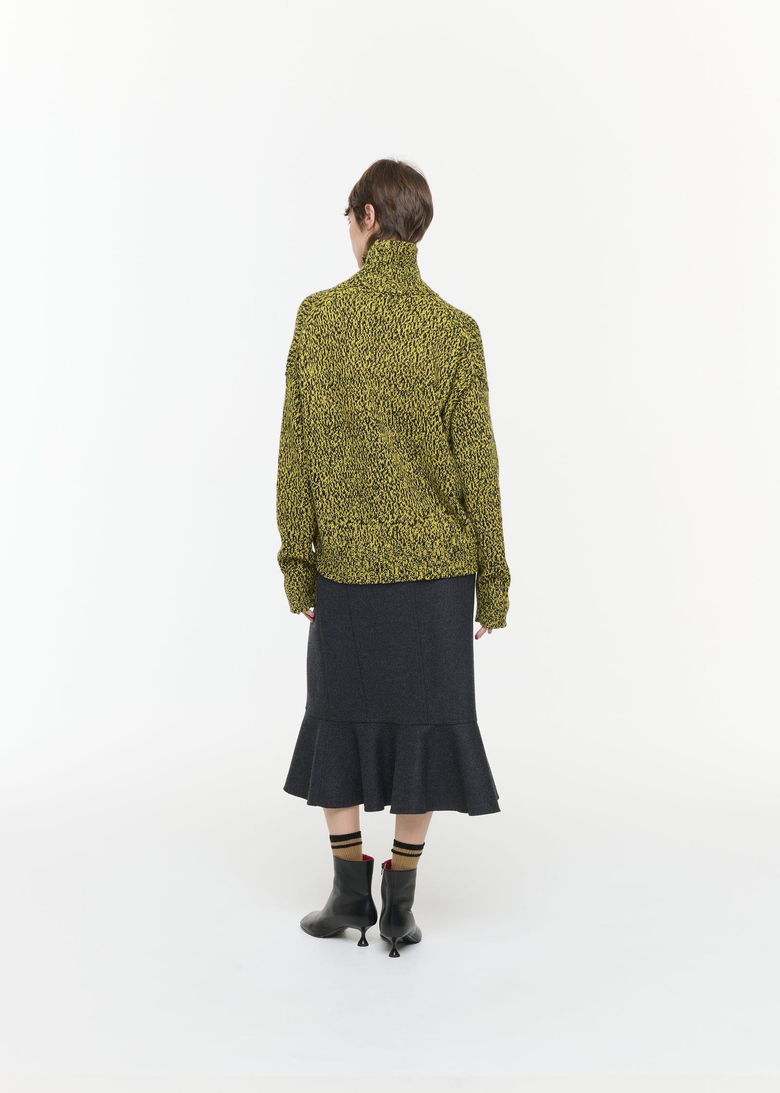 DOUBLE WOOL SKIRT WITH RUFFLED HEMLINE