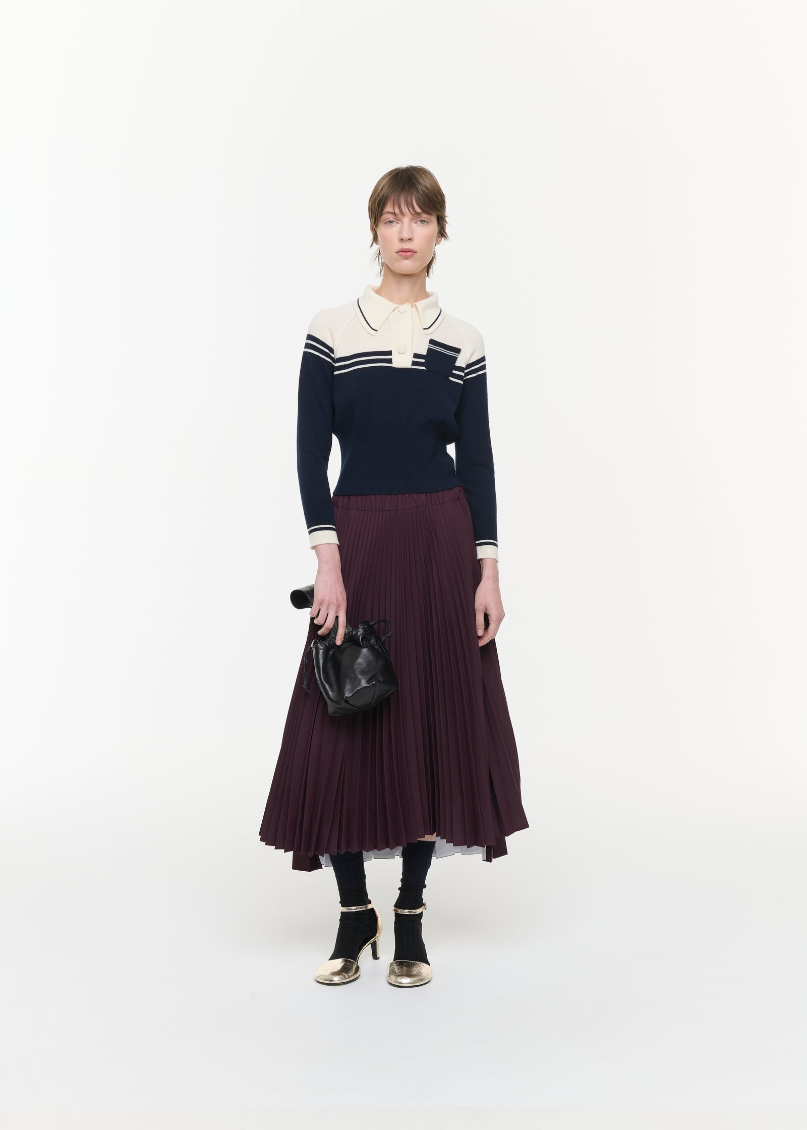 POLO BLU E CREMA IN LANA CASHMERE 