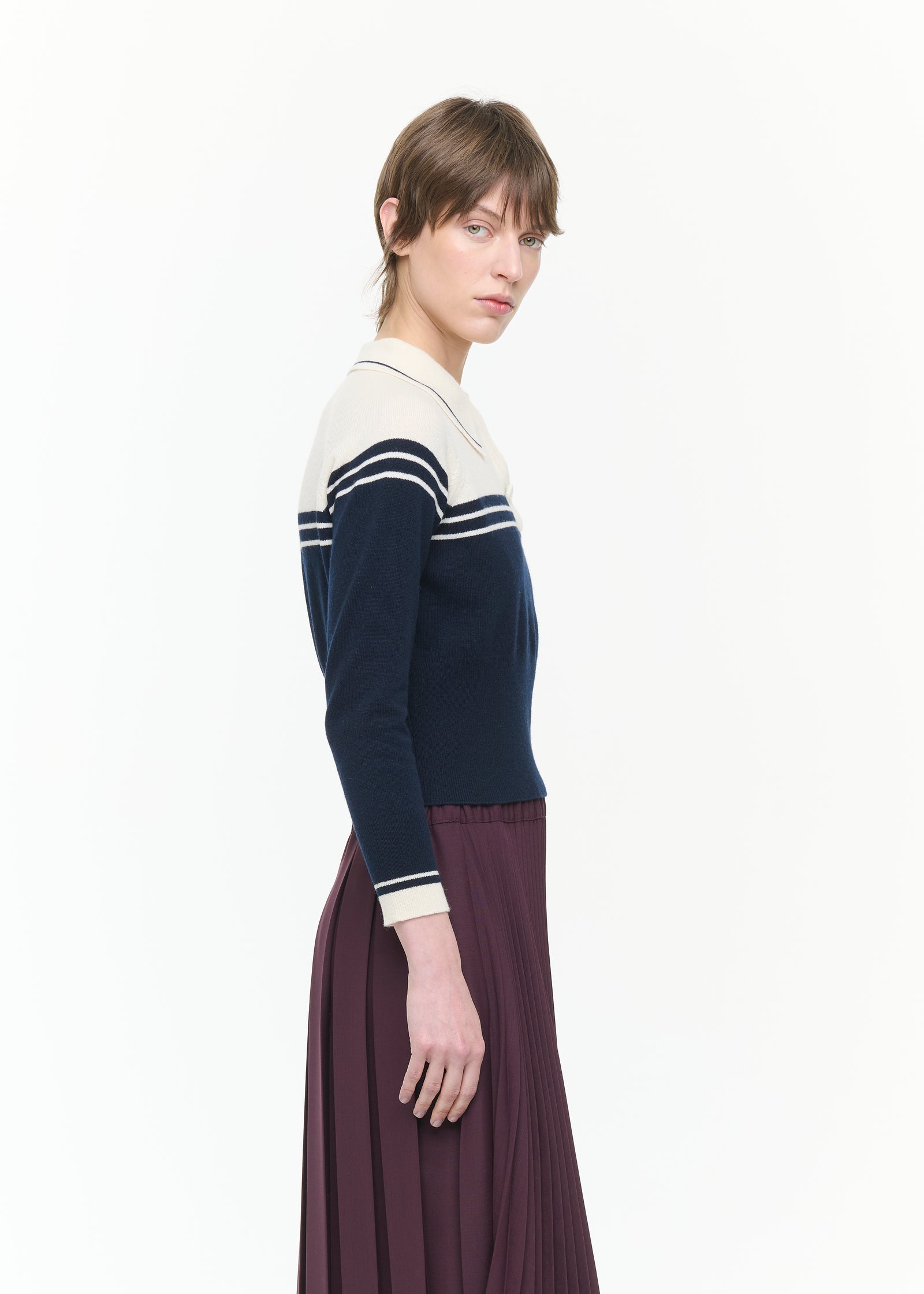 POLO BLU E CREMA IN LANA CASHMERE 