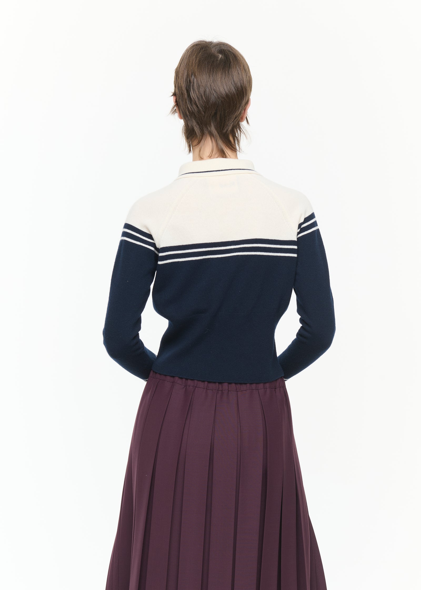 POLO BLU E CREMA IN LANA CASHMERE 