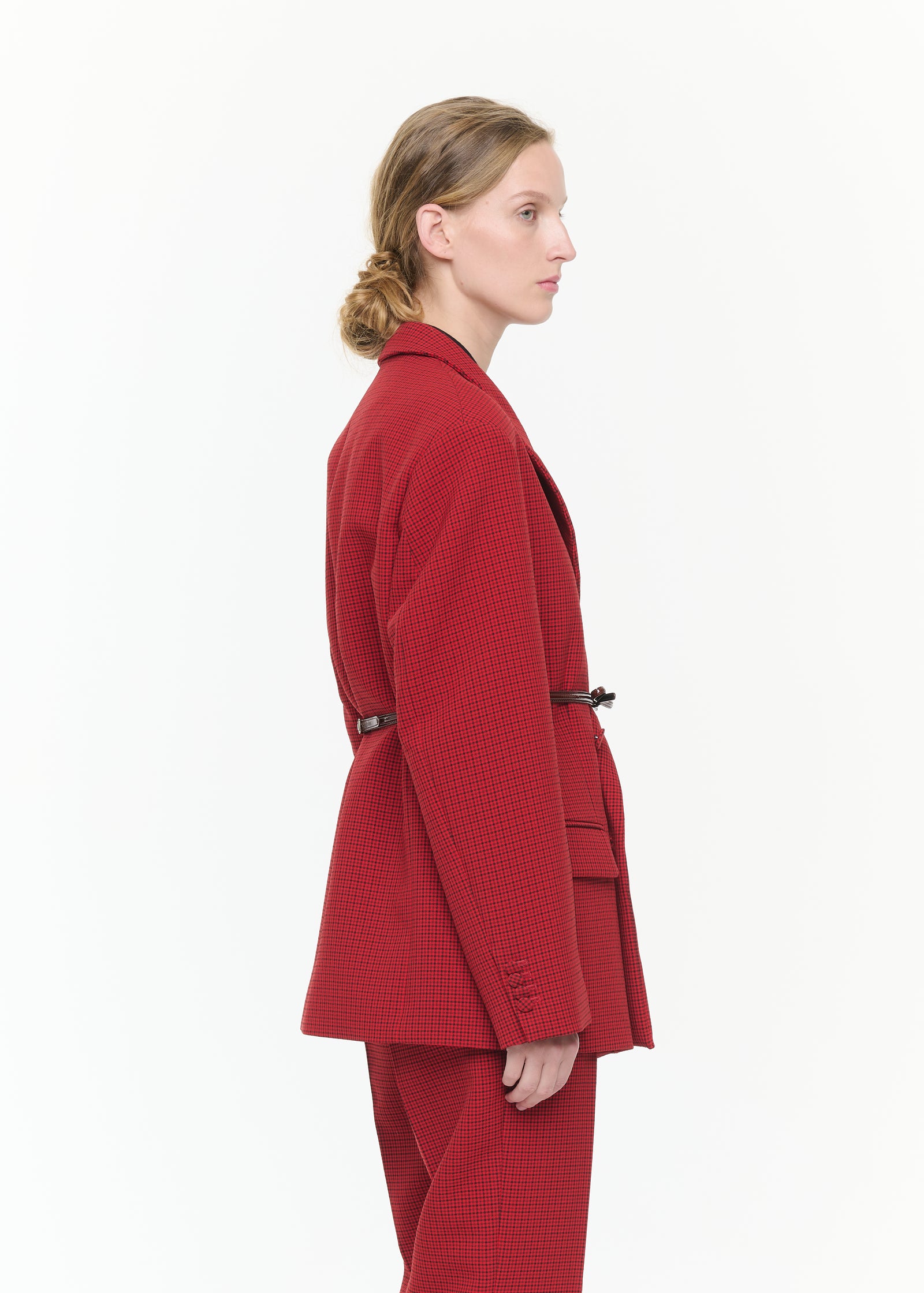 DOUBLE-BREASTED MICROCHECK BLAZER