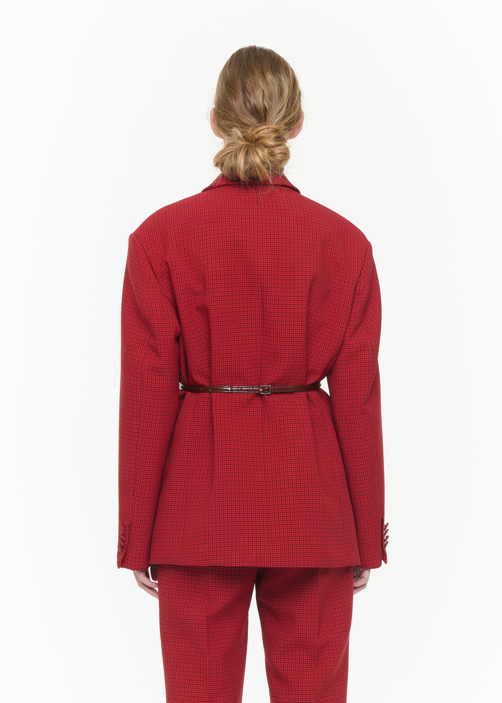 DOUBLE-BREASTED MICROCHECK BLAZER