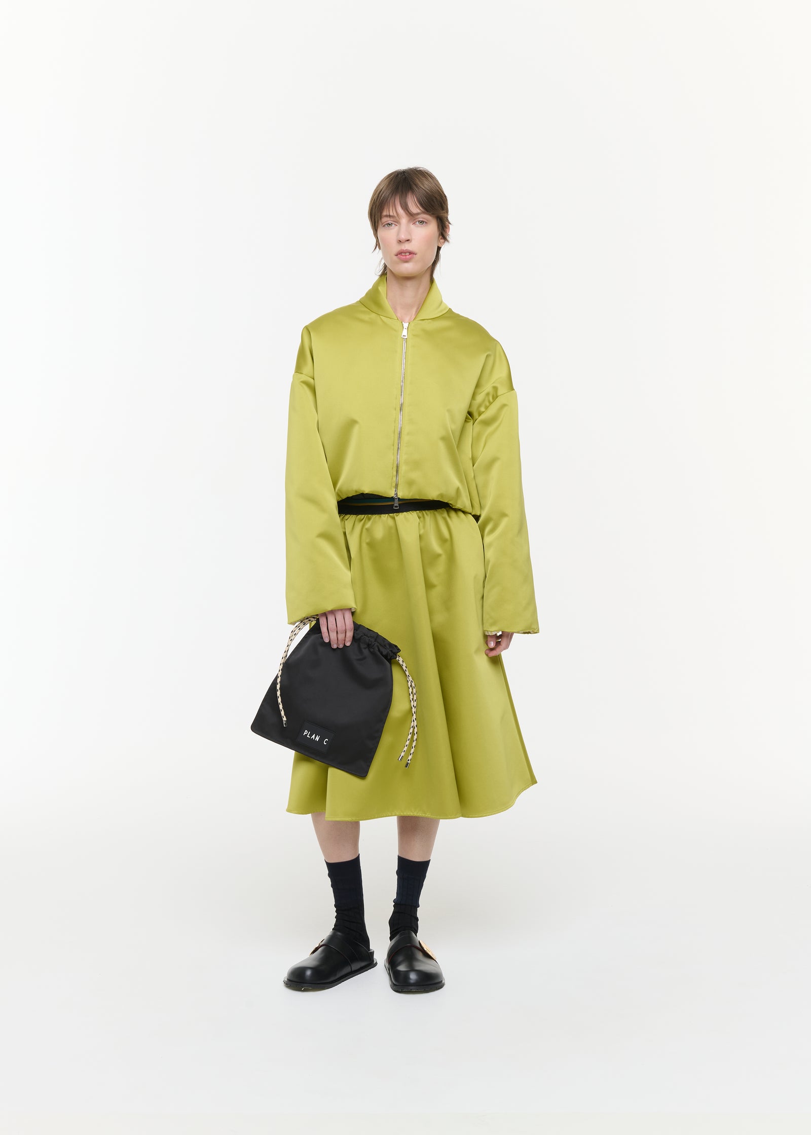 CITRON CROPPED DUCHESSE BOMBER JACKET
