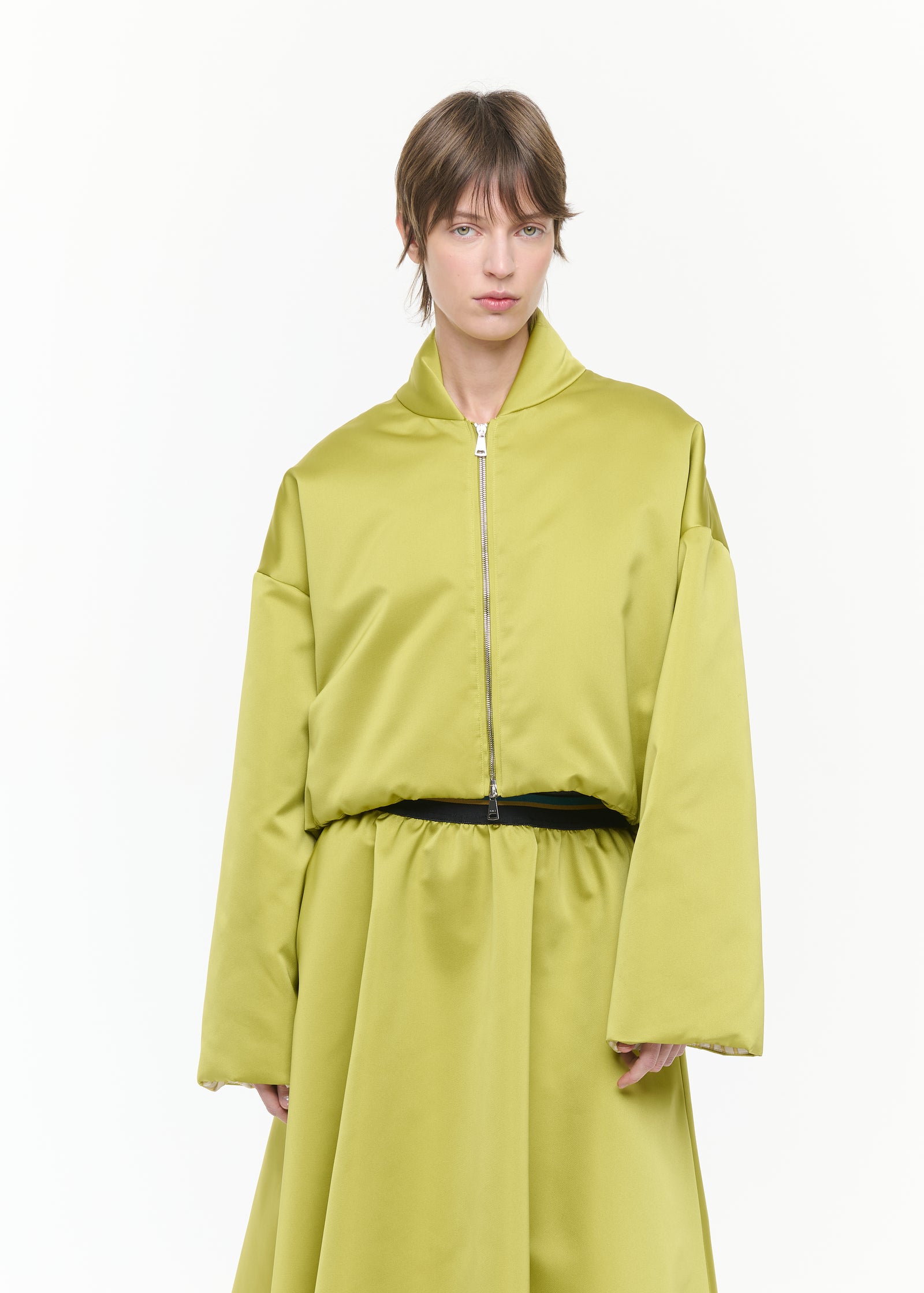CITRON CROPPED DUCHESSE BOMBER JACKET