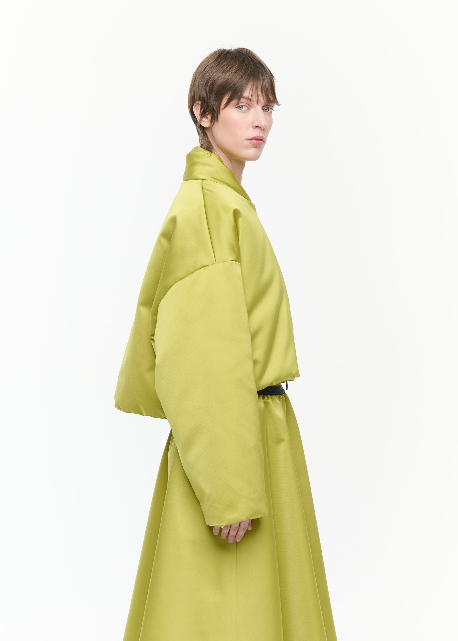 CITRON CROPPED DUCHESSE BOMBER JACKET
