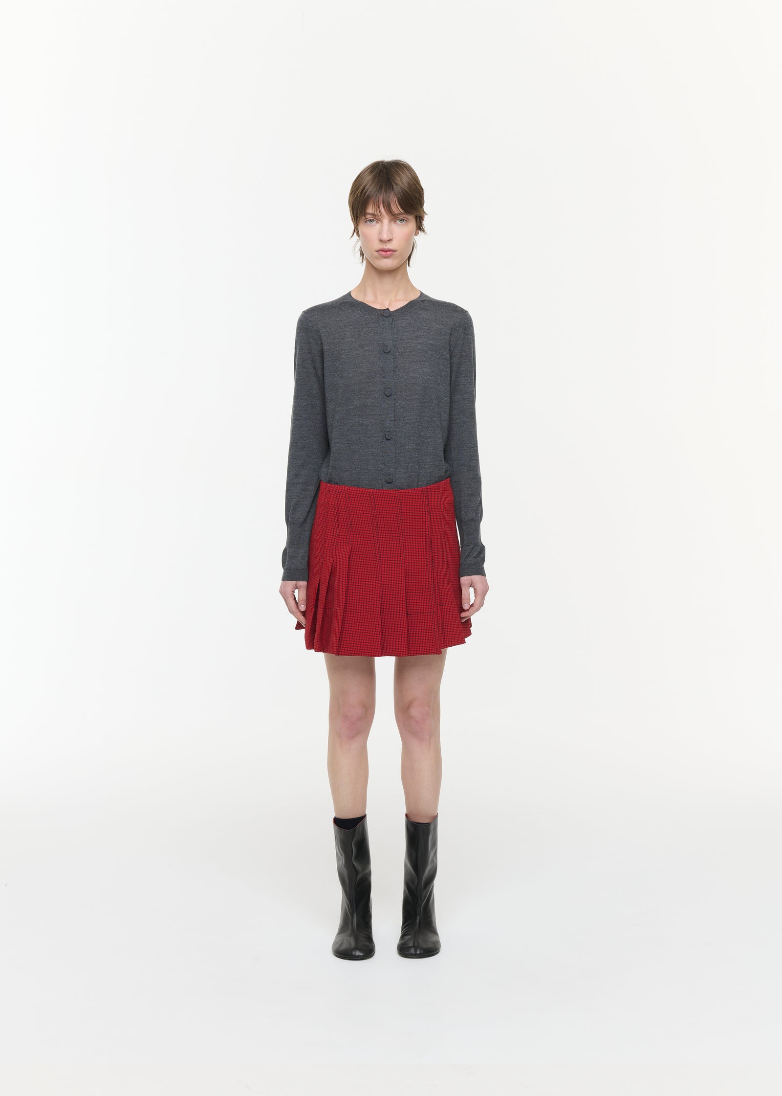PLEATED MINI SKIRT WITH MICROCHECK