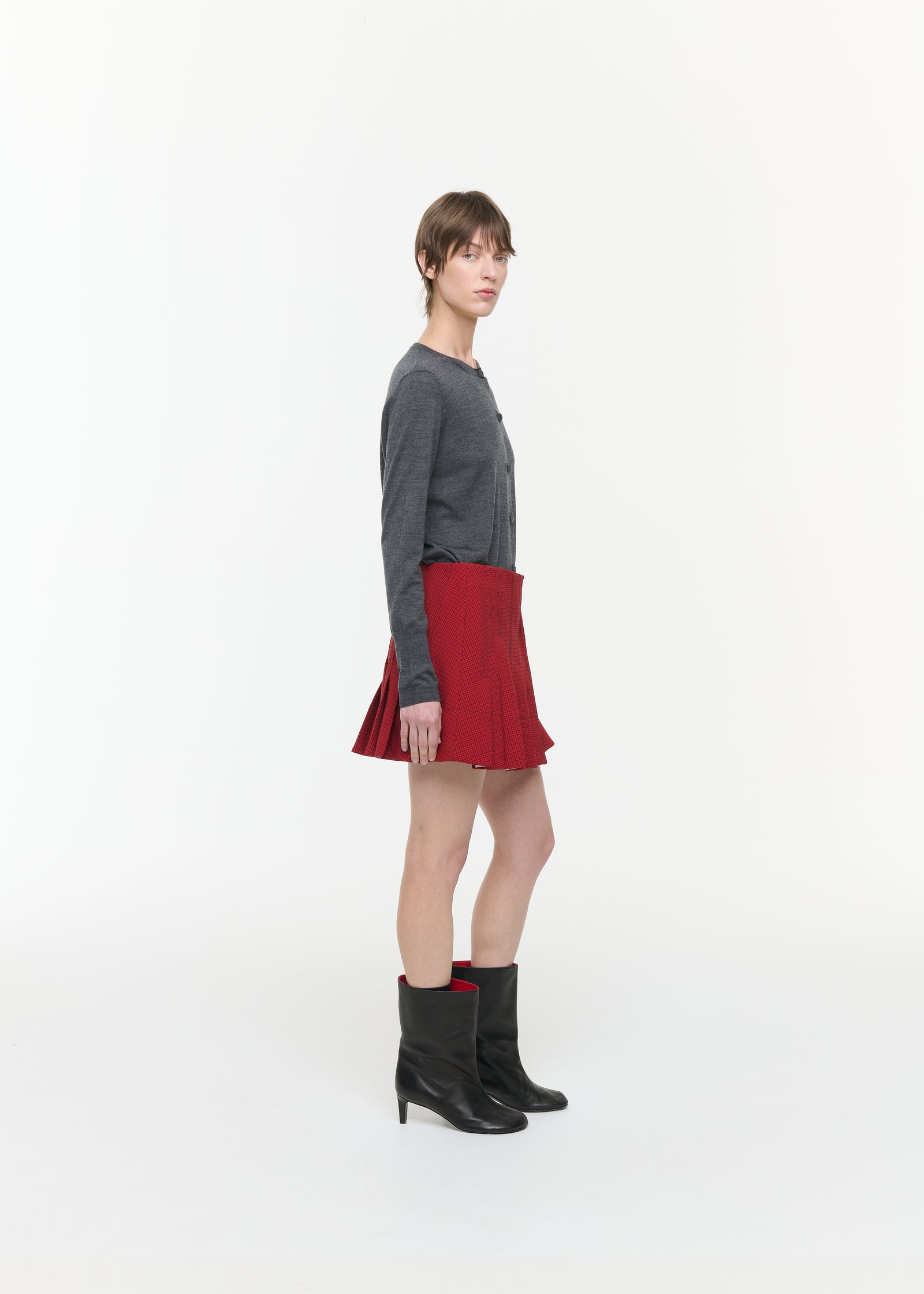 PLEATED MINI SKIRT WITH MICROCHECK